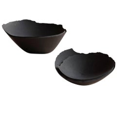 Handmade Cast Concrete Bowl in Black by UMÉ Studio, Set of Three Small