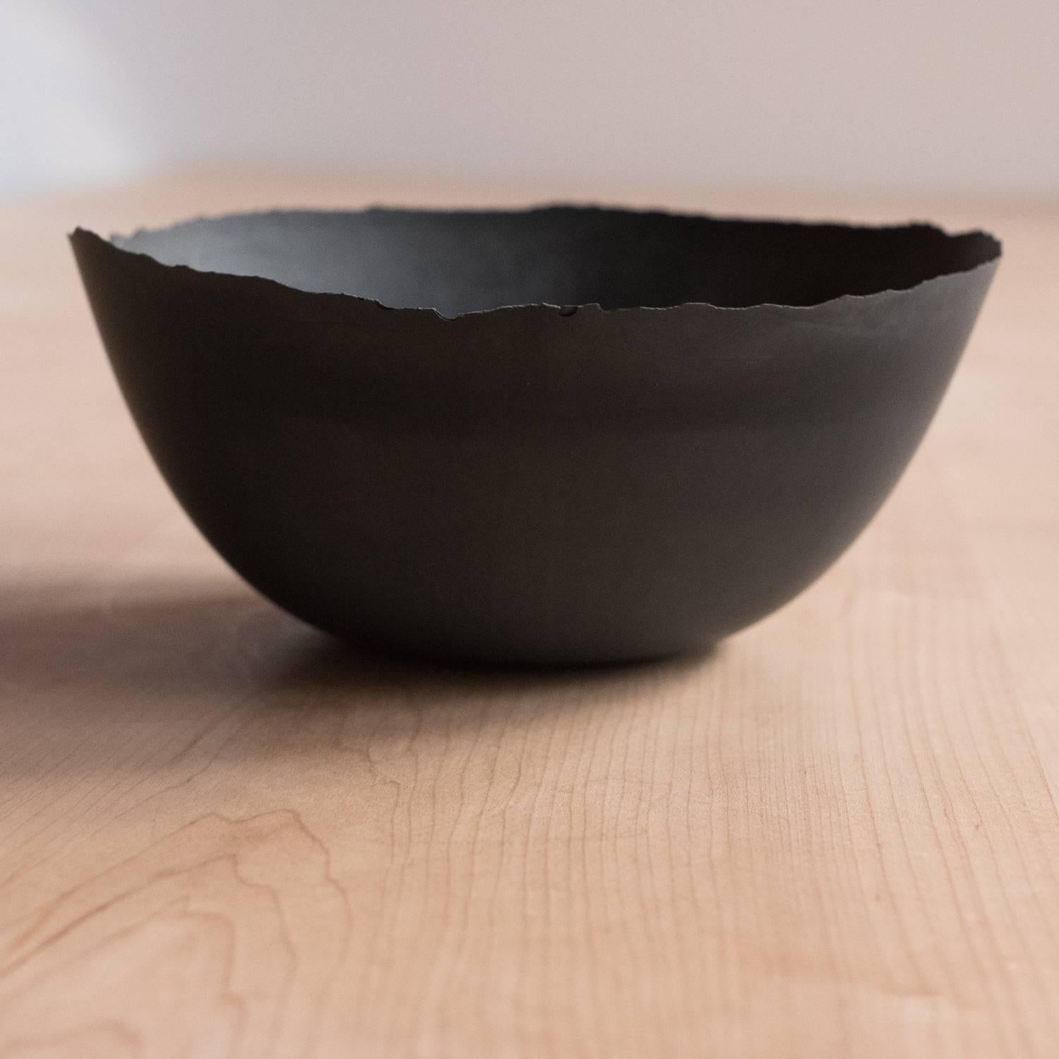 Handmade Cast Concrete Bowl in Black Charcoal by UMÉ Studio For Sale 6