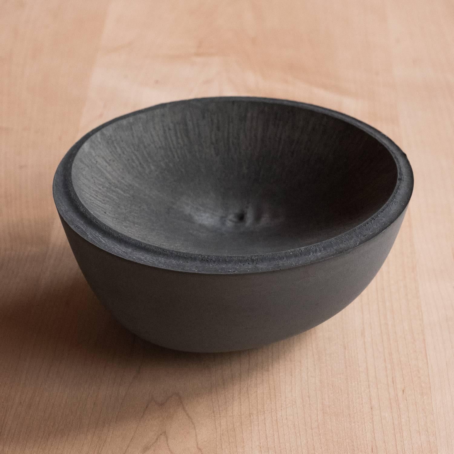 Contemporary Handmade Cast Concrete Bowl in Black Charcoal by UMÉ Studio