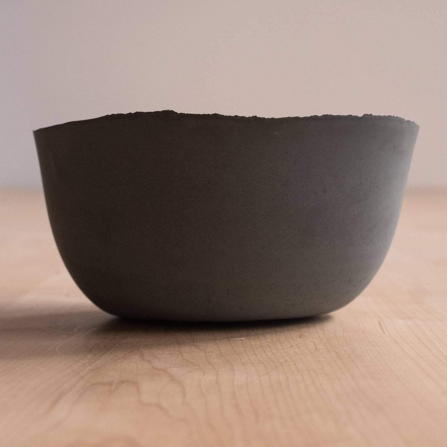 Contemporary Handmade Cast Concrete Bowl in Black Charcoal by UMÉ Studio For Sale