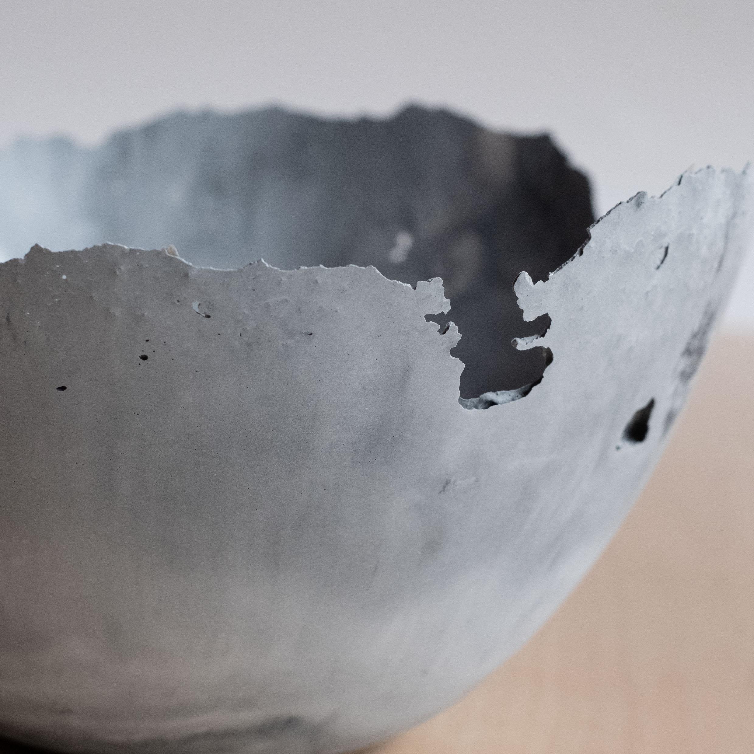 Handmade Cast Concrete Bowl in Grey by UME Studio For Sale 5