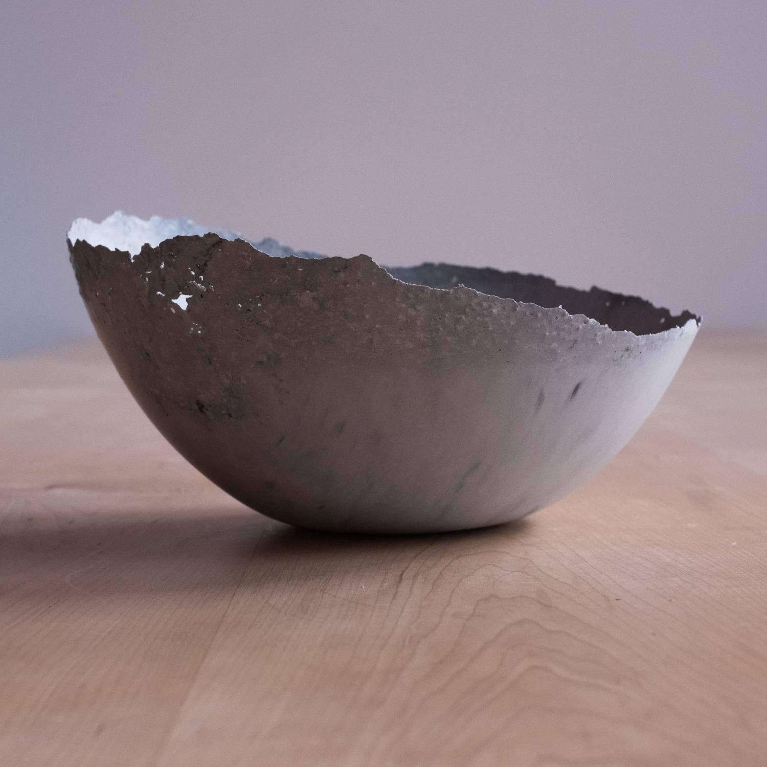 Handmade Cast Concrete Bowl in Grey by UMÉ Studio For Sale 7