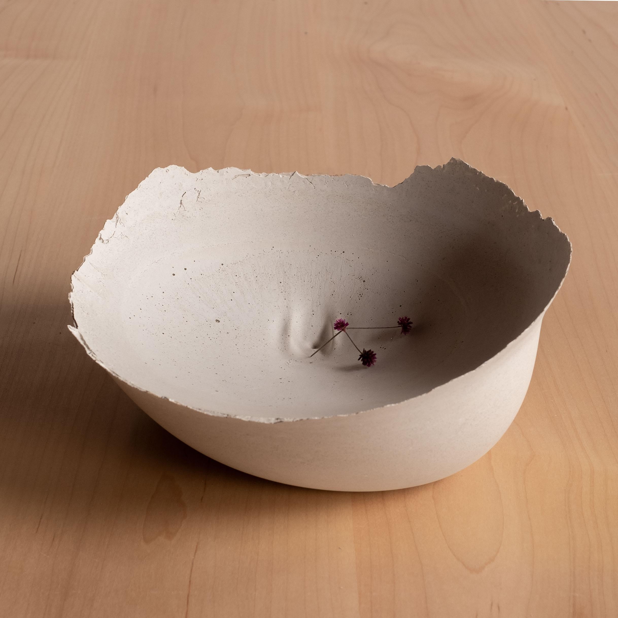 Handmade Cast Concrete Bowl in Grey by Umé Studio For Sale 7