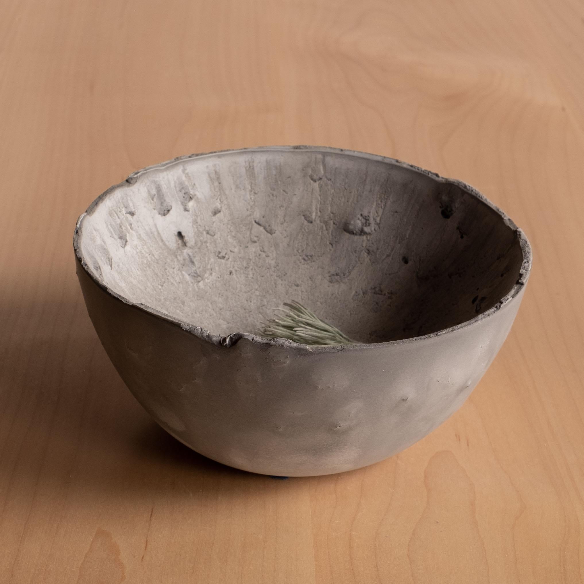Handmade Cast Concrete Bowl in Grey by UME Studio For Sale 7
