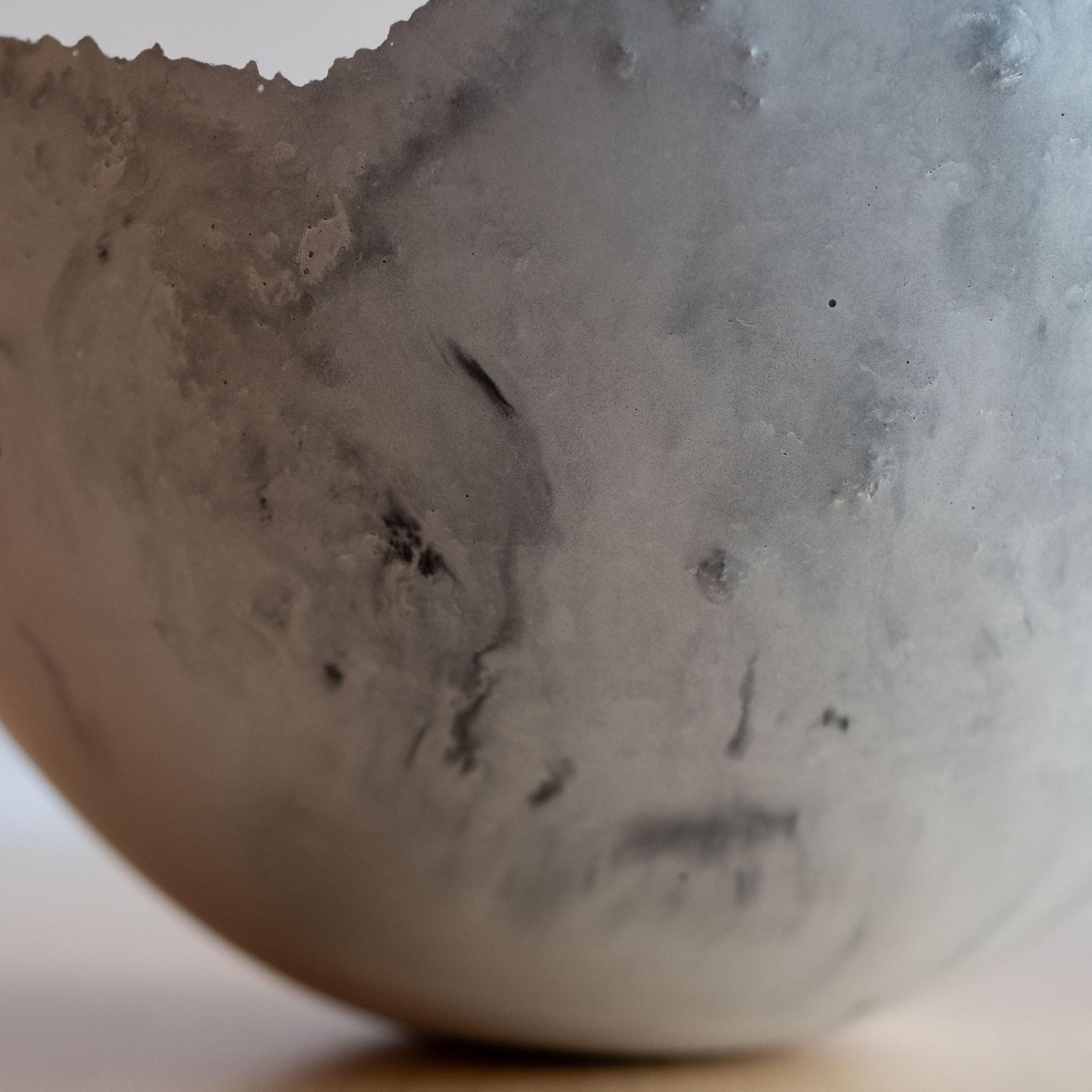 Handmade Cast Concrete Bowl in Grey by Umé Studio For Sale 8