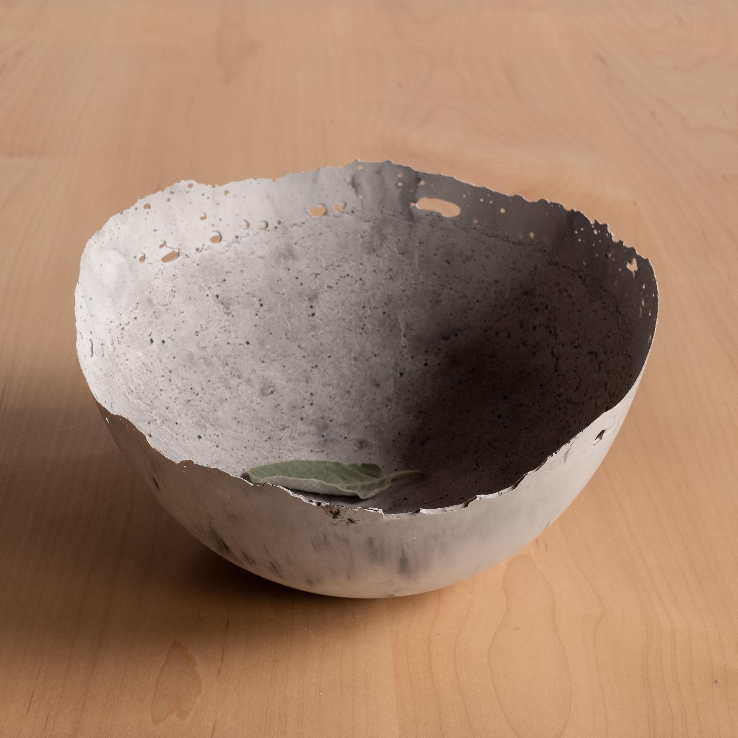 Handmade Cast Concrete Bowl in Grey by UME Studio For Sale 8