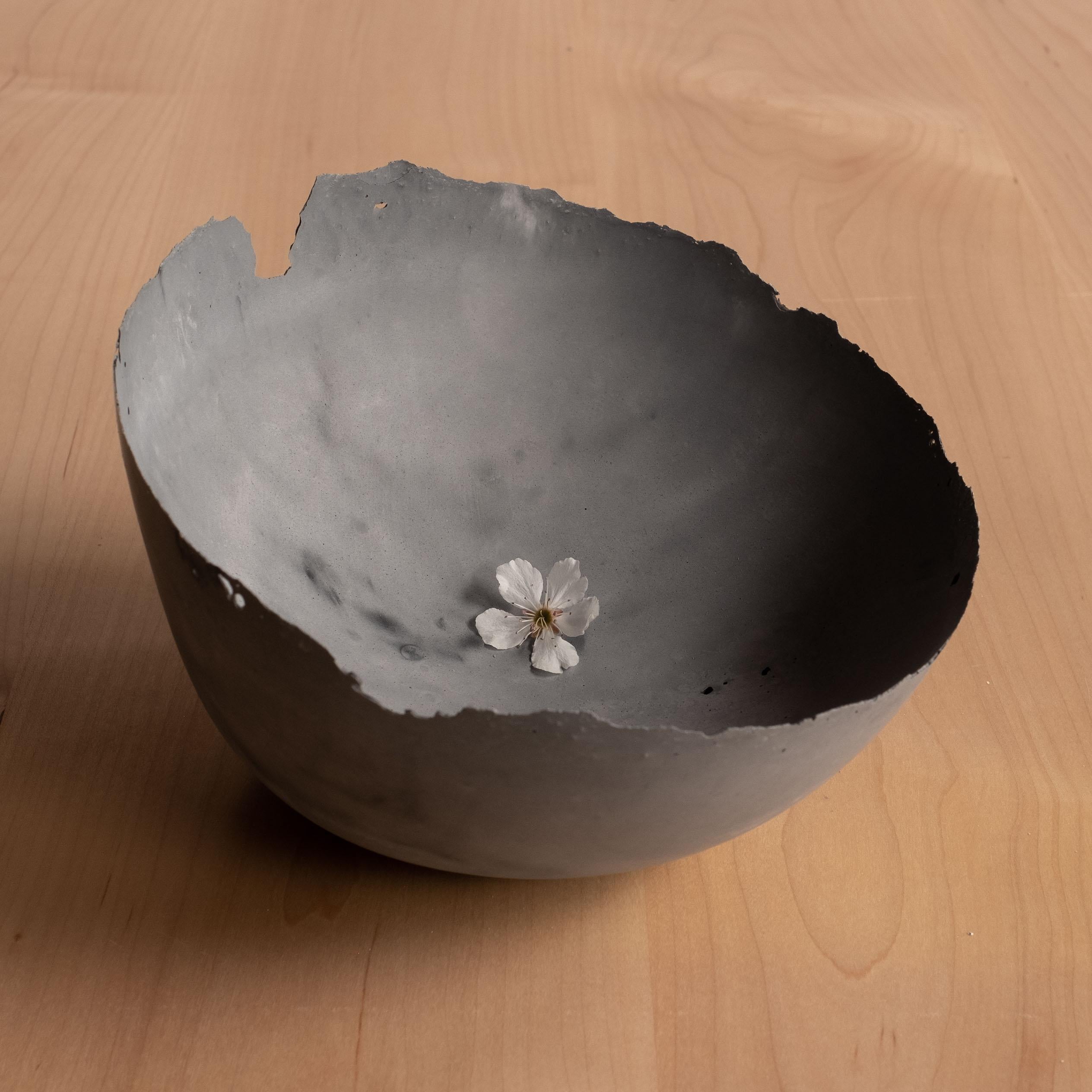 Handmade Cast Concrete Bowl in Grey by UME Studio For Sale 10