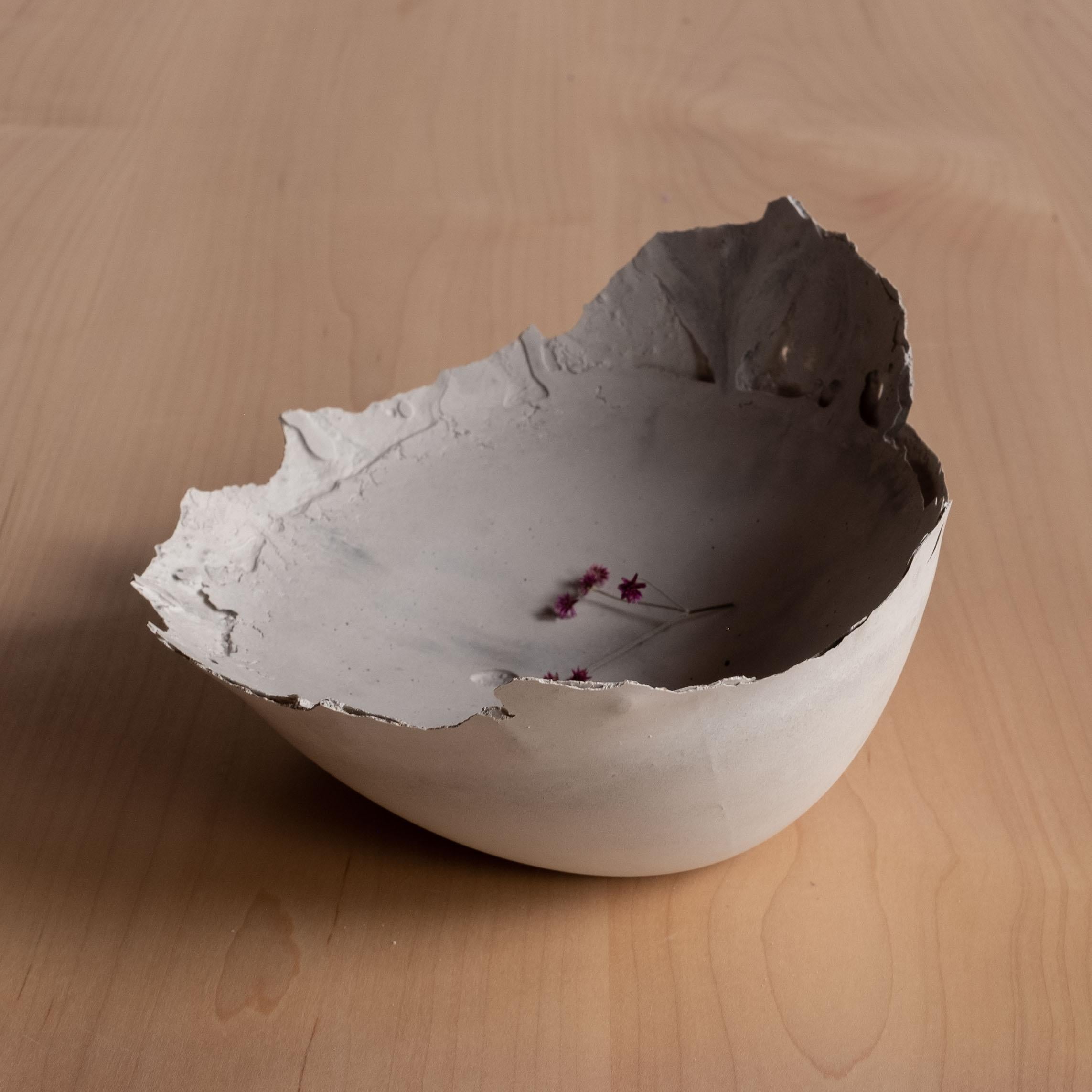 Handmade Cast Concrete Bowl in Grey by UME Studio For Sale 10