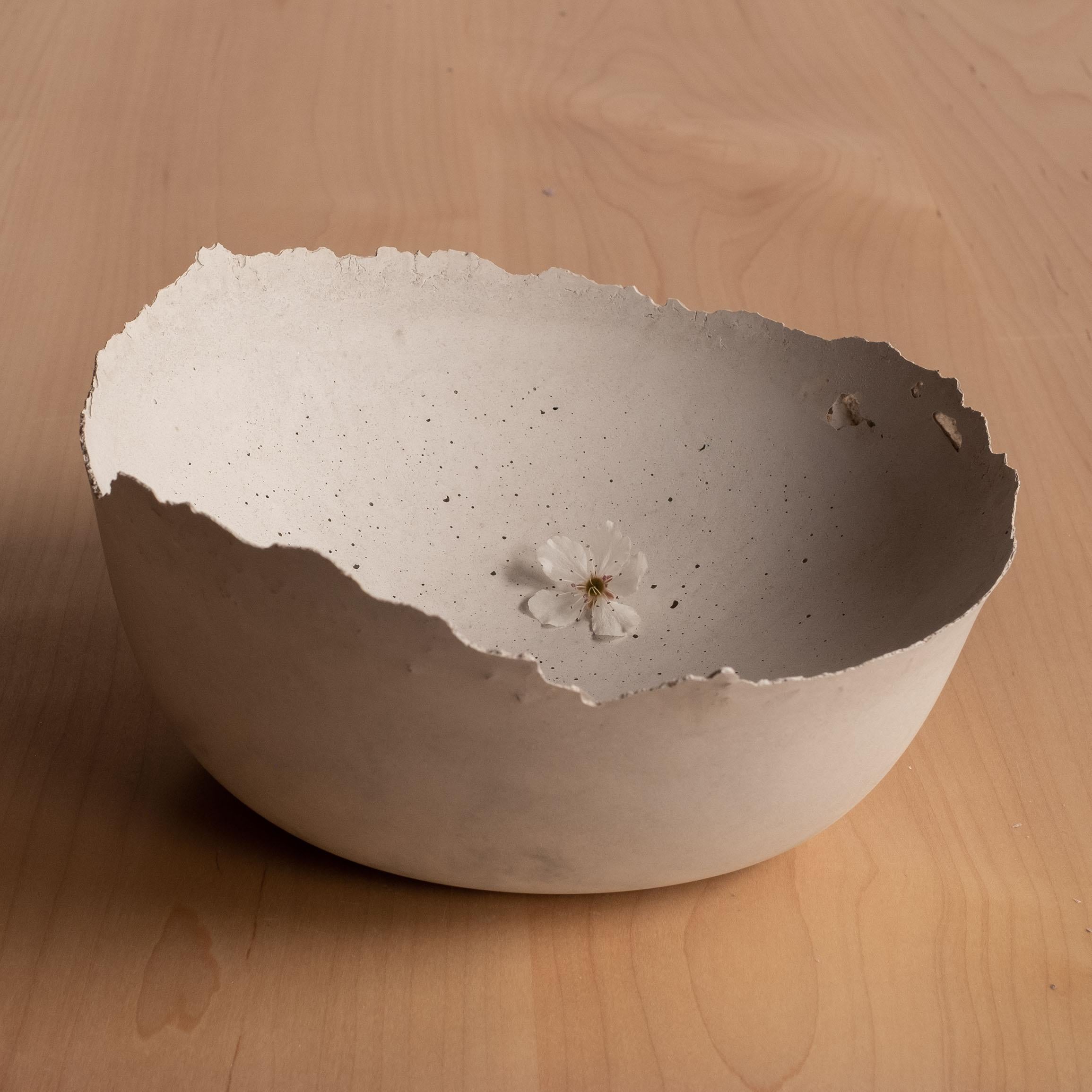 Handmade Cast Concrete Bowl in Grey by UME Studio For Sale 11