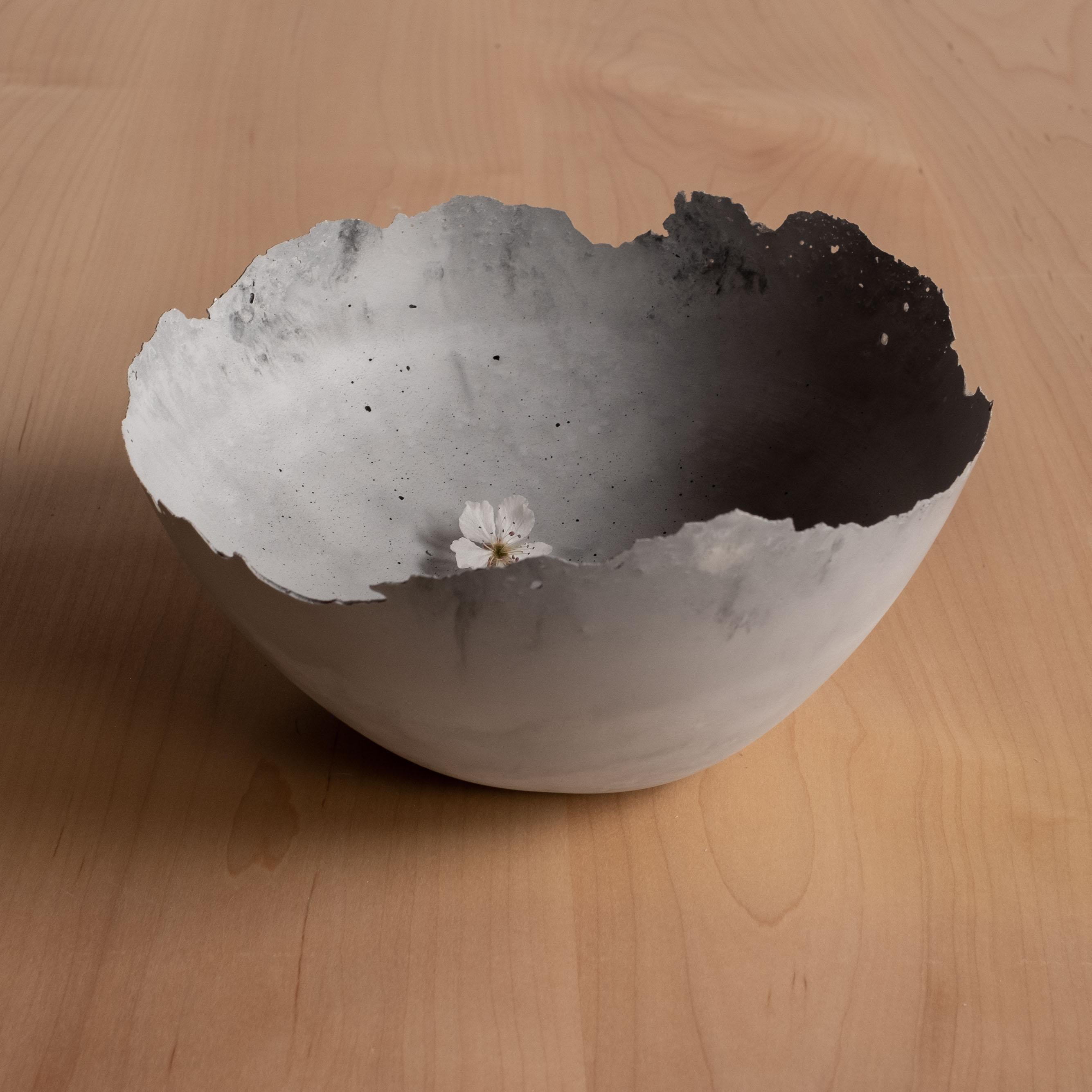 Handmade Cast Concrete Bowl in Grey by UME Studio For Sale 12