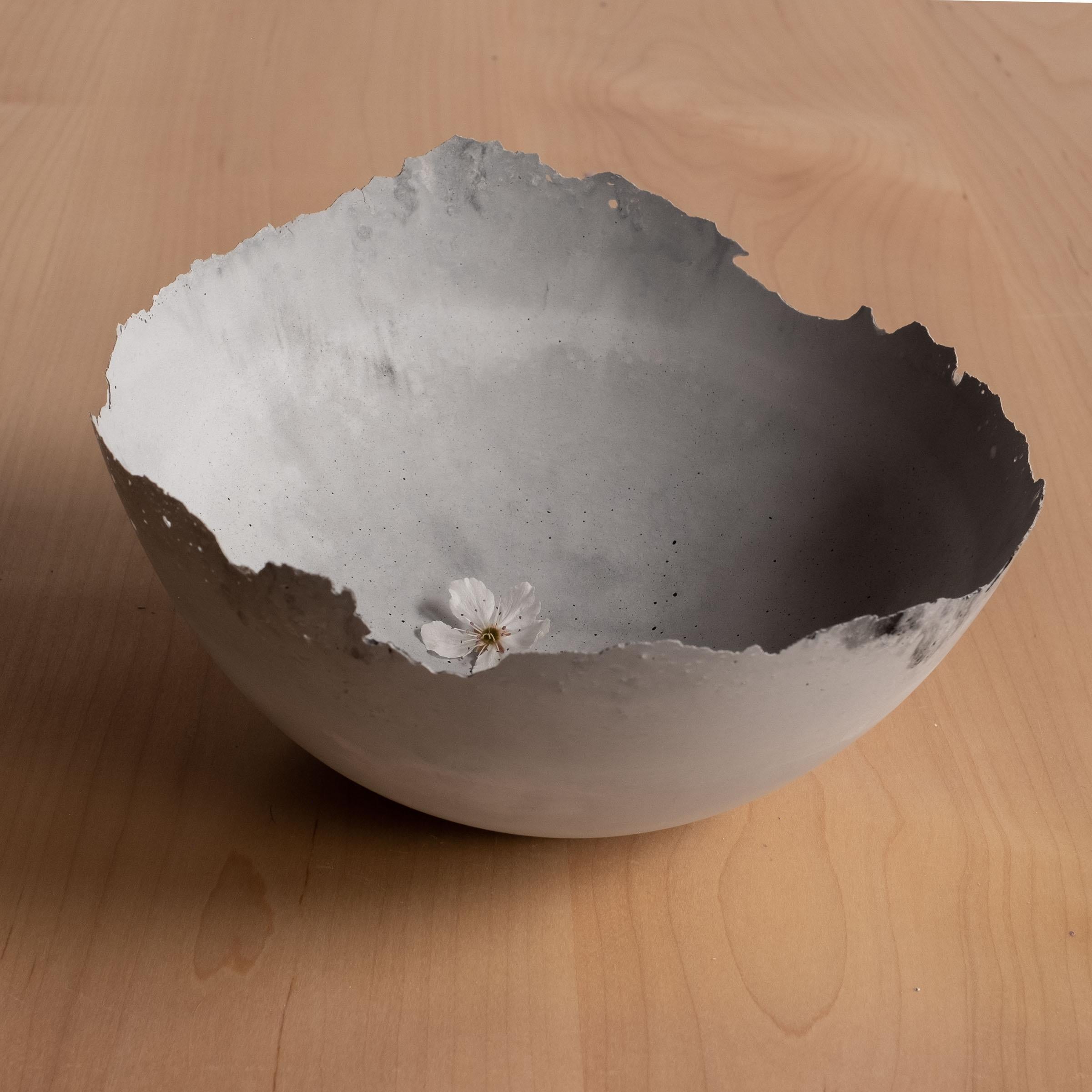 Handmade Cast Concrete Bowl in Grey by UME Studio For Sale 13