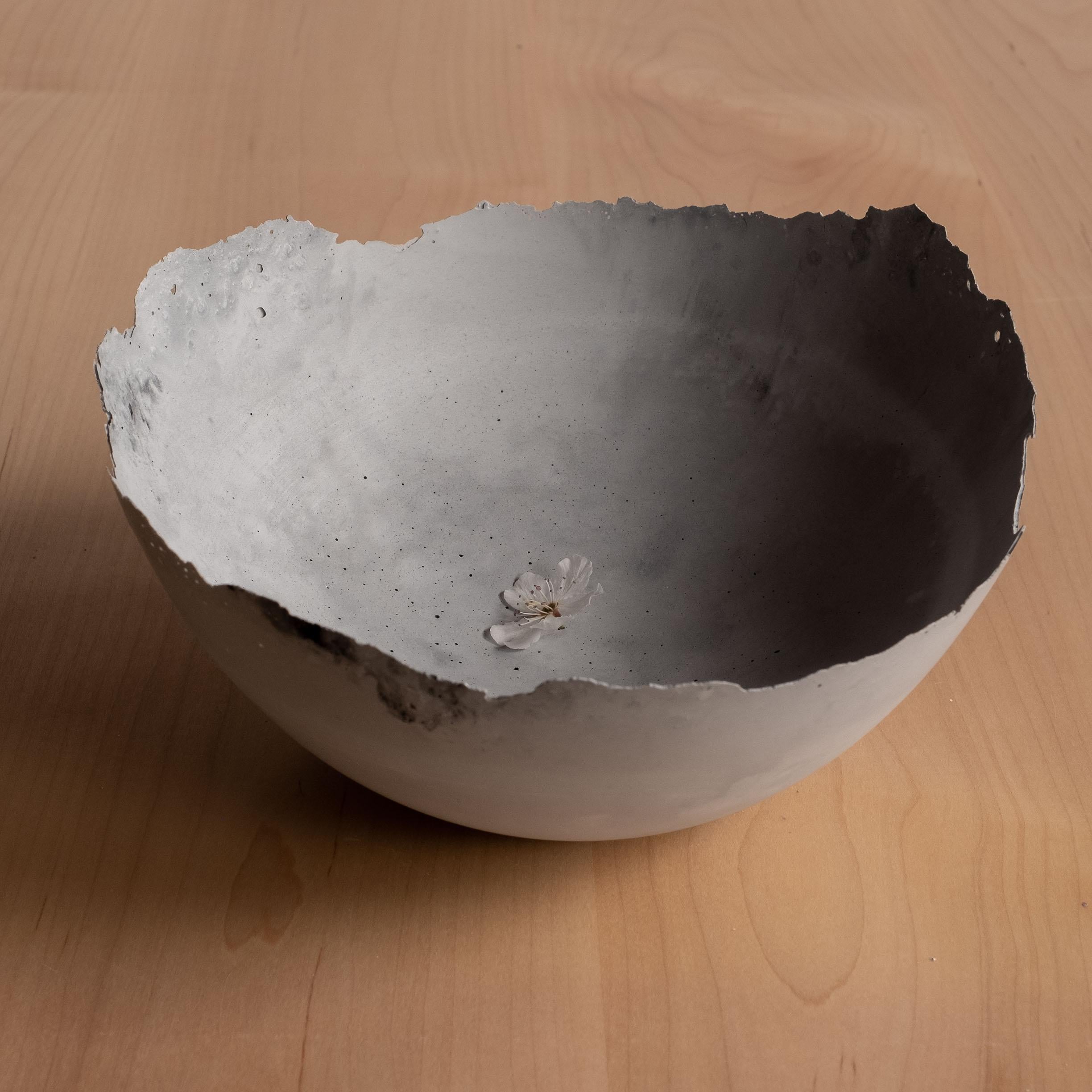 Handmade Cast Concrete Bowl in Grey by UME Studio For Sale 14