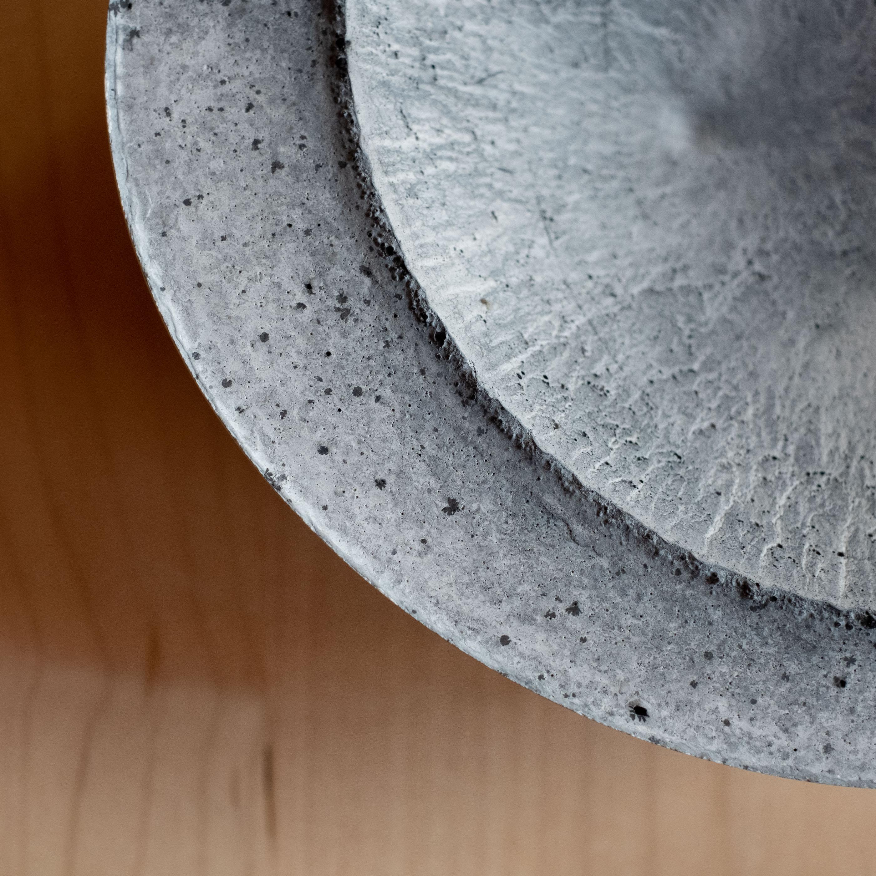 Handmade Cast Concrete Bowl in Grey by Umé Studio For Sale 15
