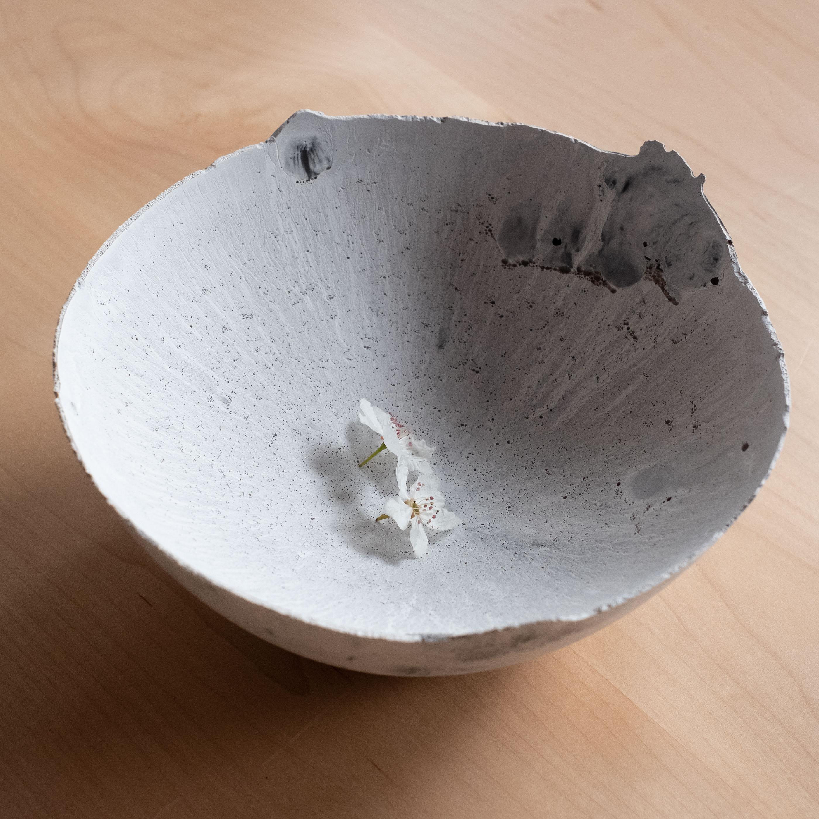 Handmade Cast Concrete Bowl in Grey by UME Studio For Sale 15