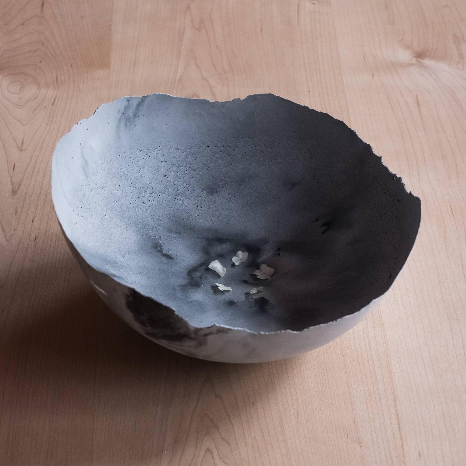 American Handmade Cast Concrete Bowl in Grey by UMÉ Studio For Sale