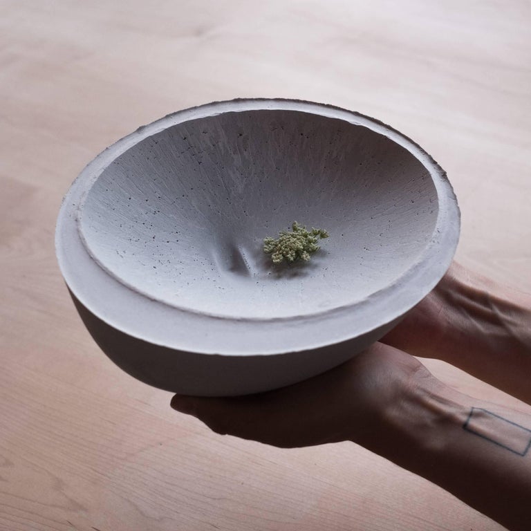 American Handmade Cast Concrete Bowl in White by UMÉ Studio For Sale