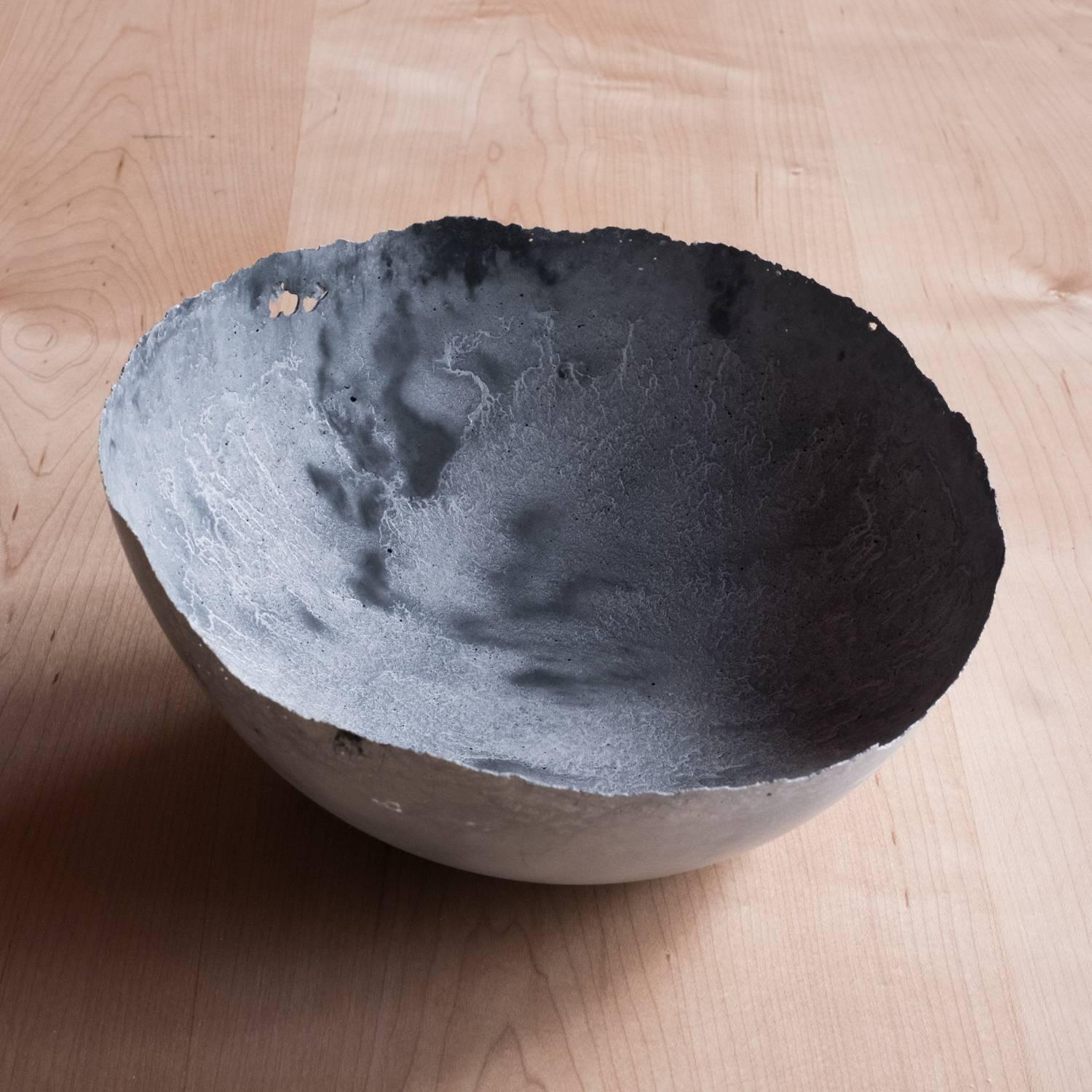 American Handmade Cast Concrete Bowl in Grey by UMÉ Studio For Sale