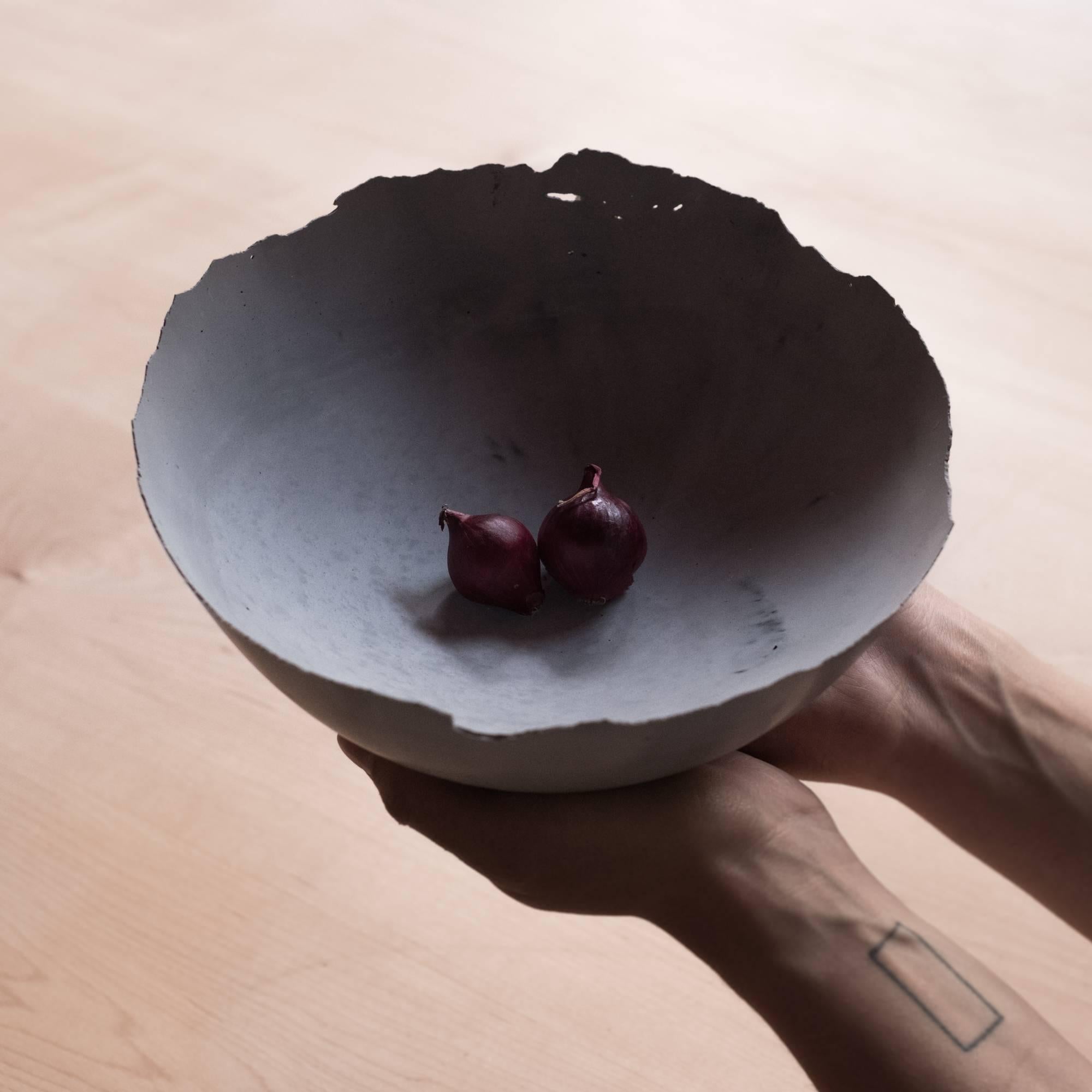 American Handmade Cast Concrete Bowl in Grey by UMÉ Studio For Sale