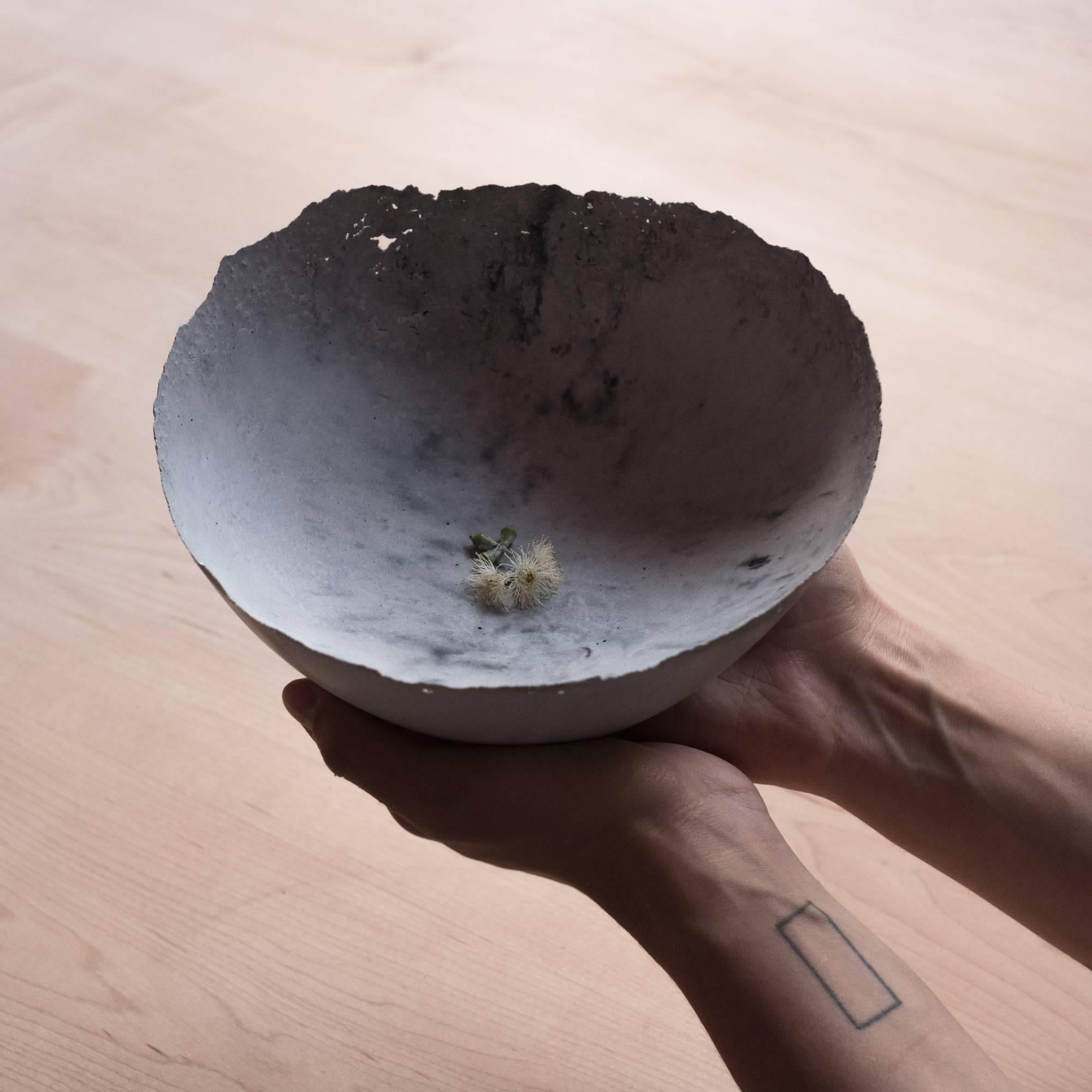 American Handmade Cast Concrete Bowl in Grey by UMÉ Studio For Sale