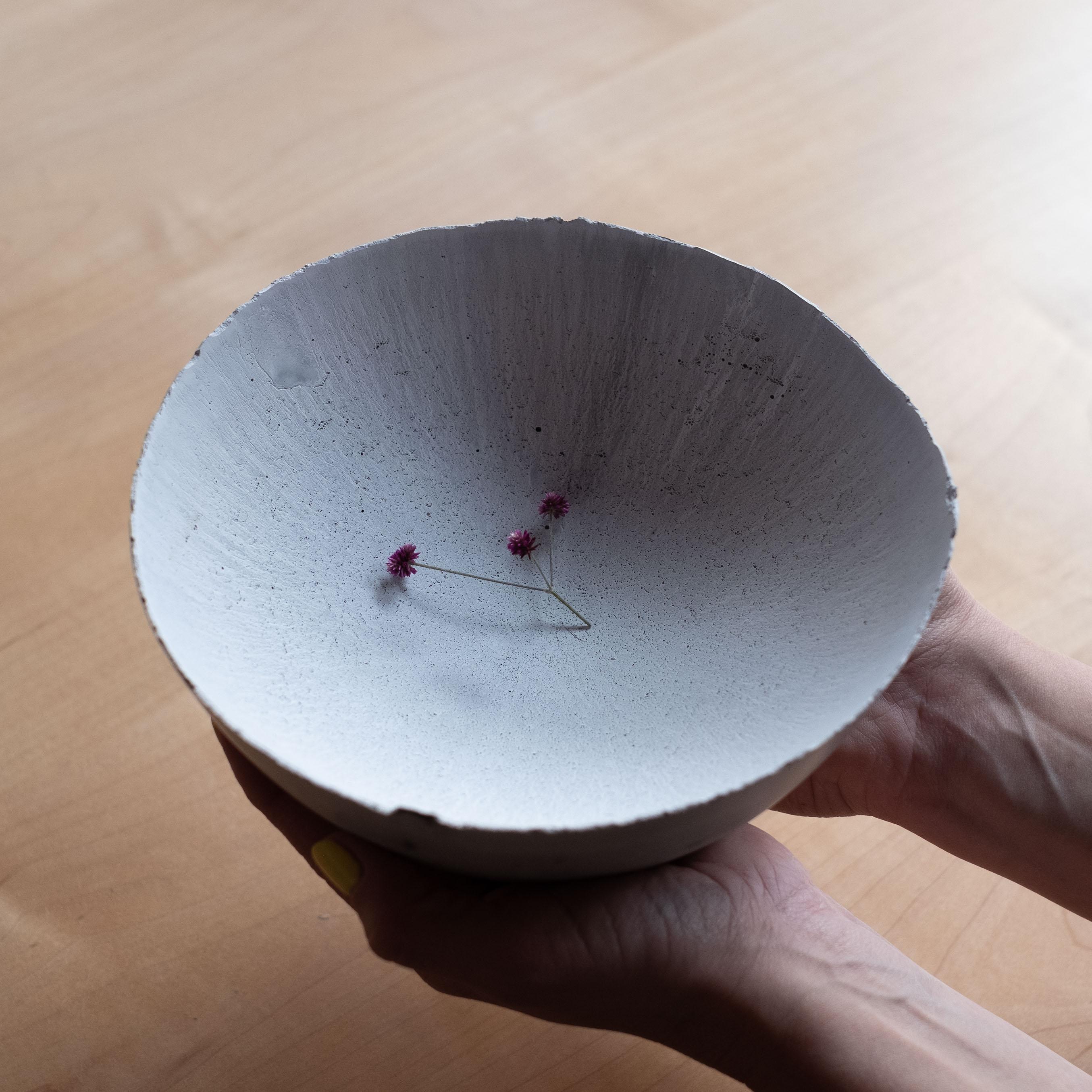 American Handmade Cast Concrete Bowl in Grey by Umé Studio For Sale