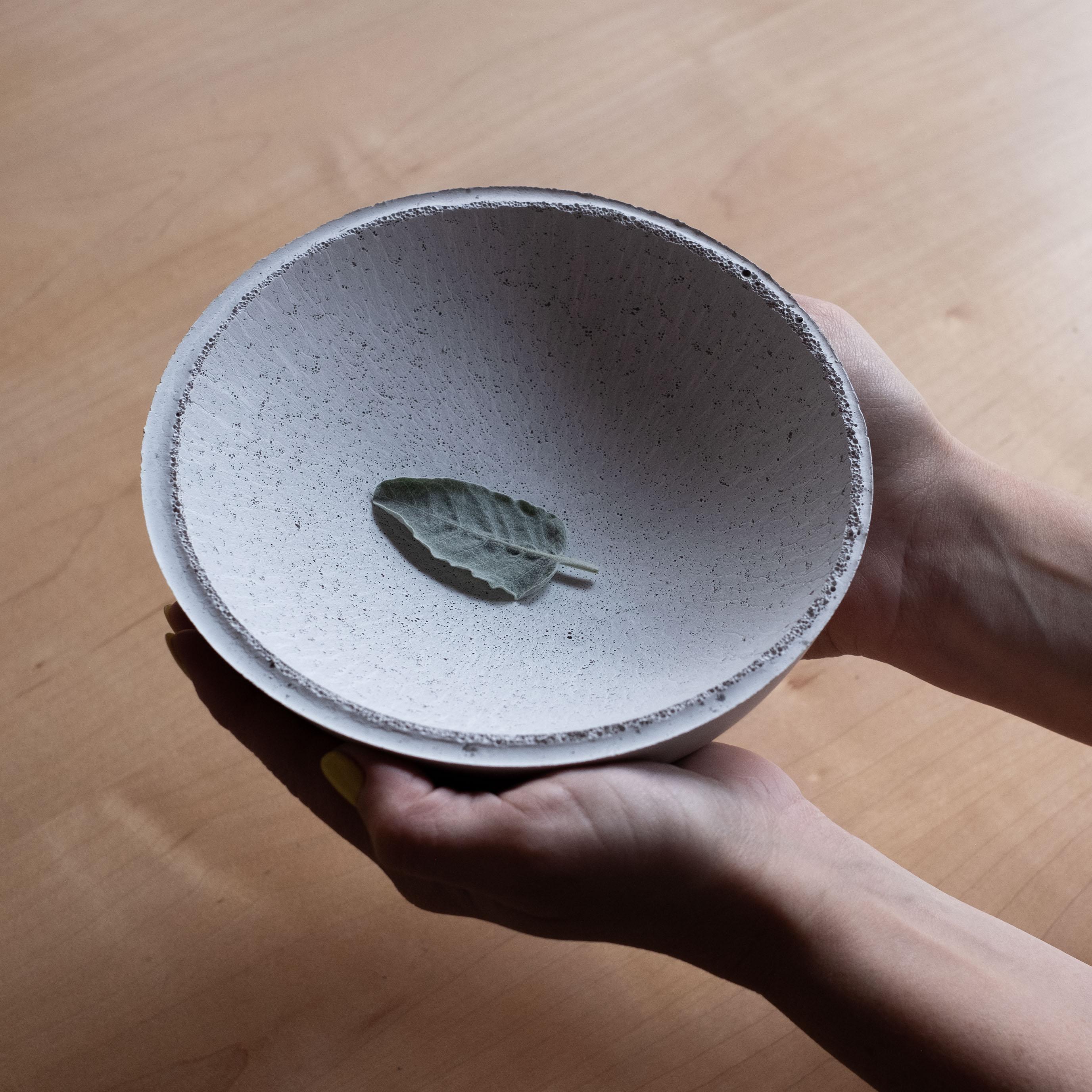 American Handmade Cast Concrete Bowl in Grey by Umé Studio For Sale