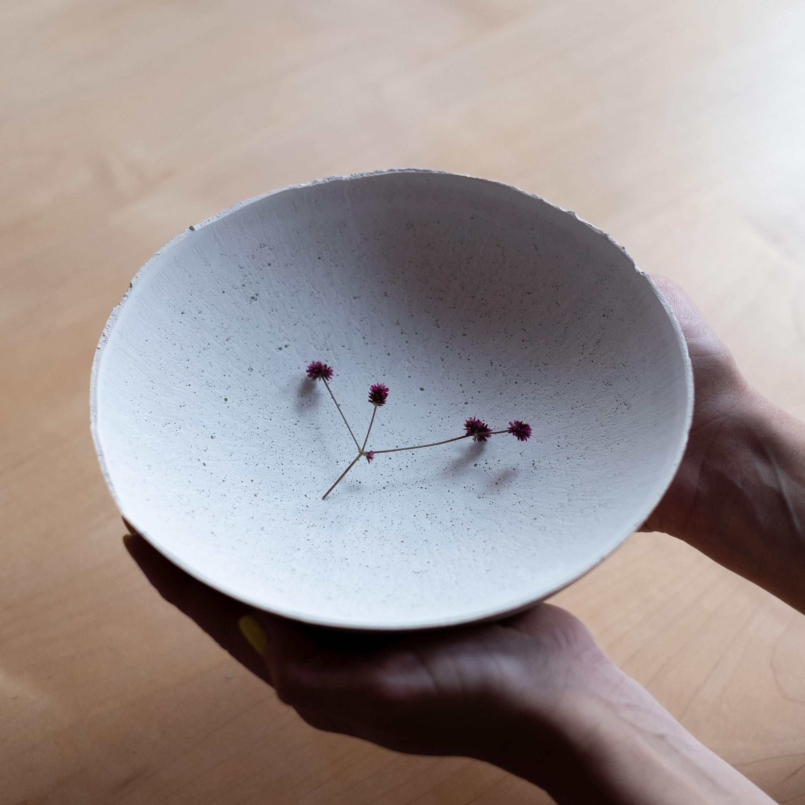 American Handmade Cast Concrete Bowl in Grey by UME Studio For Sale