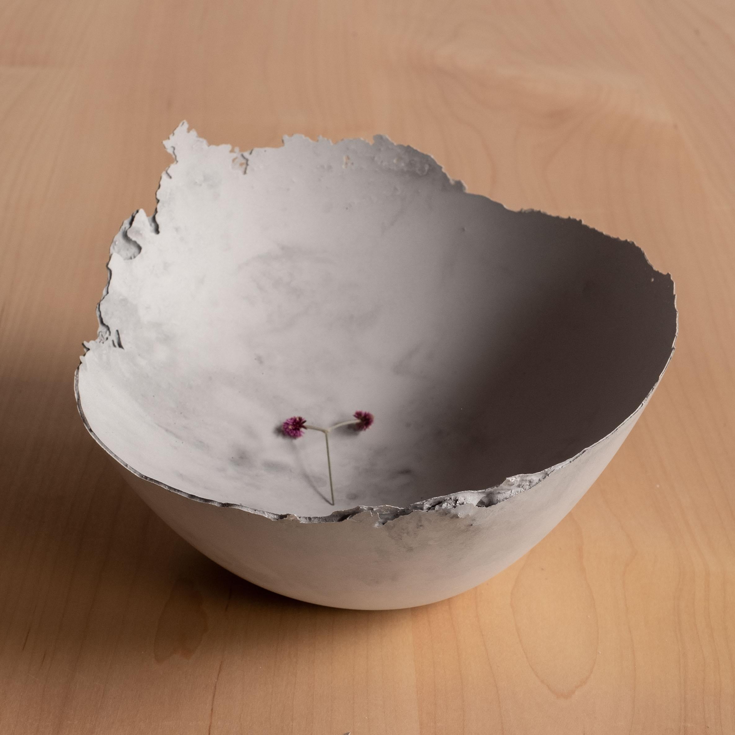 American Handmade Cast Concrete Bowl in Grey by UME Studio For Sale