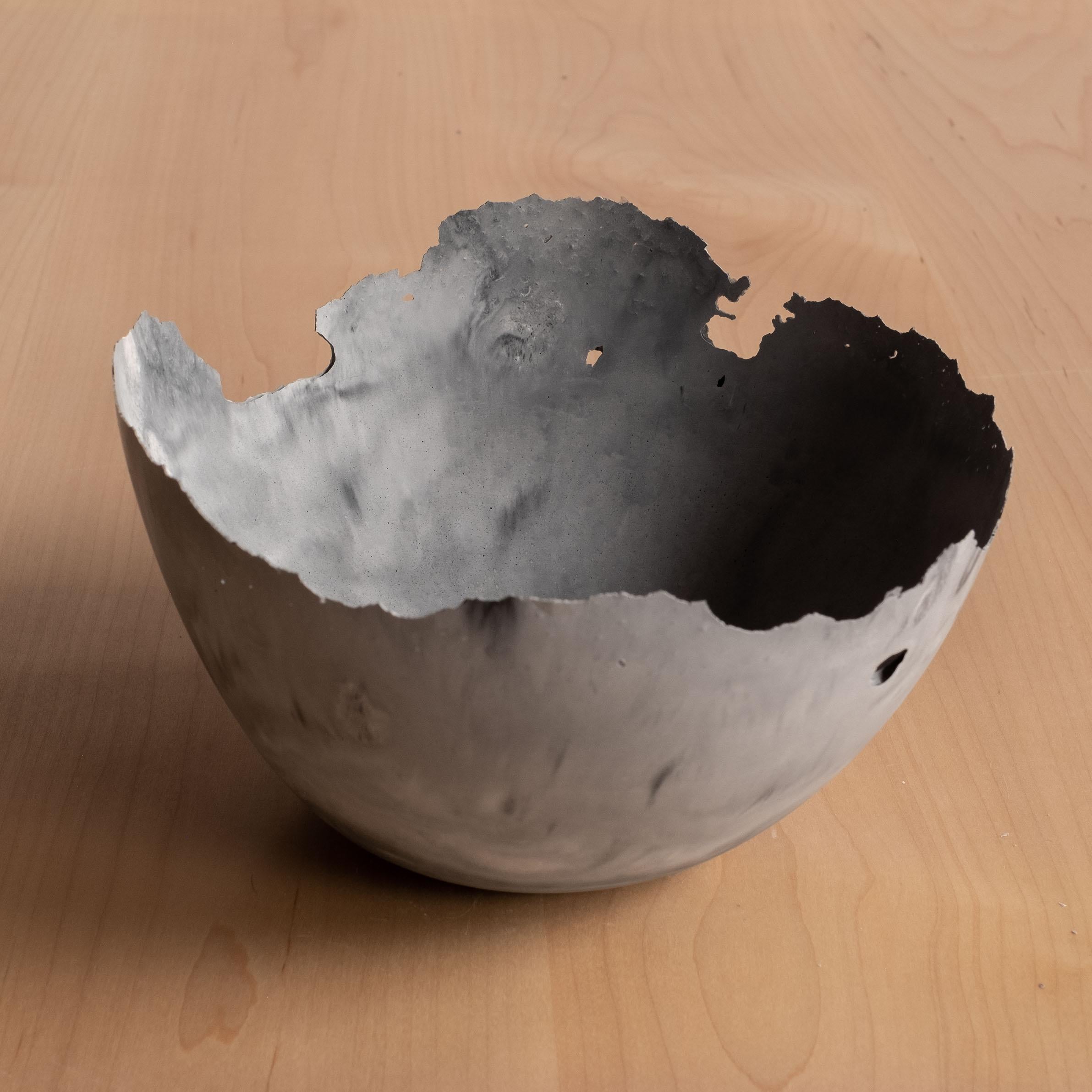 American Handmade Cast Concrete Bowl in Grey by UME Studio For Sale
