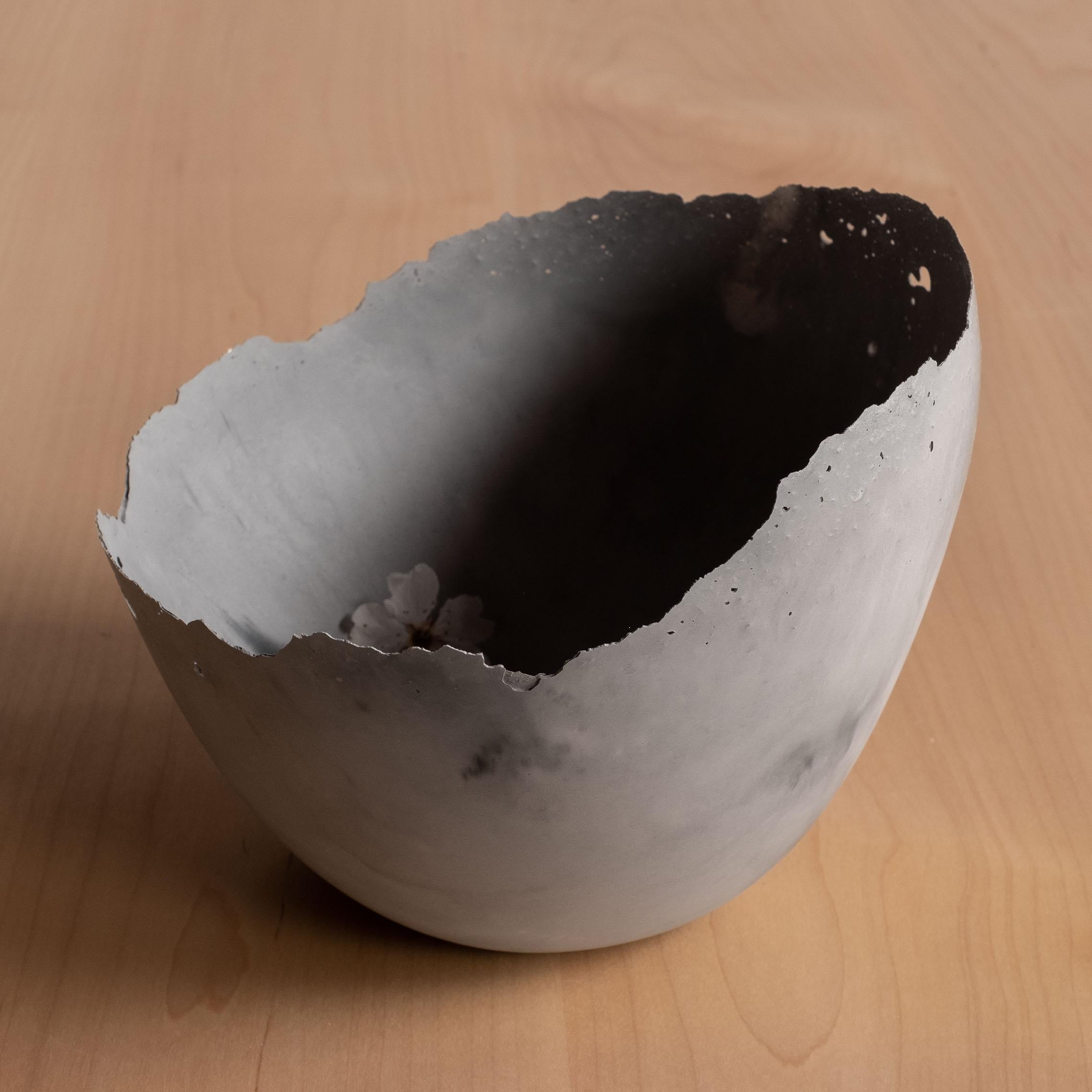American Handmade Cast Concrete Bowl in Grey by UME Studio For Sale