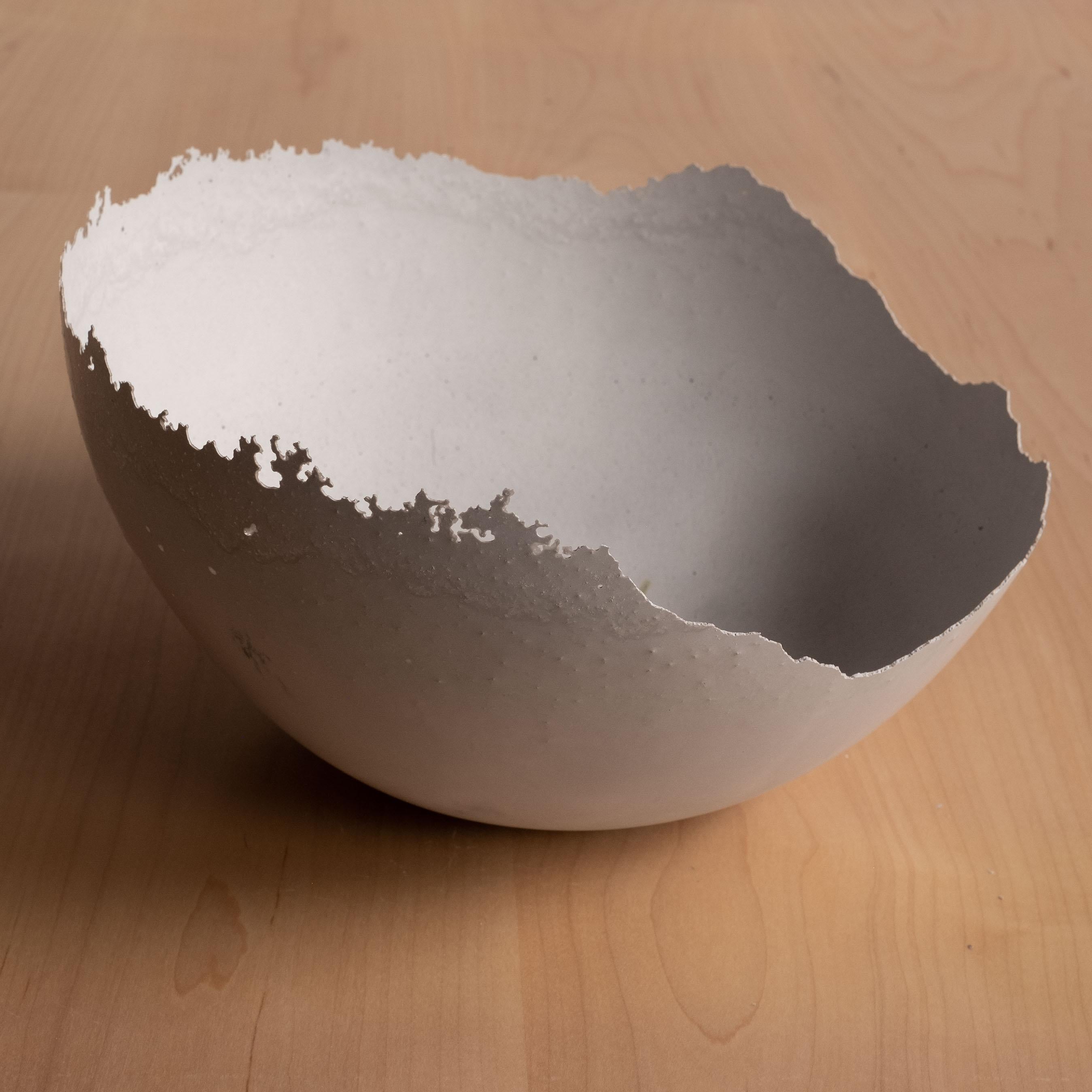American Handmade Cast Concrete Bowl in Grey by UME Studio For Sale