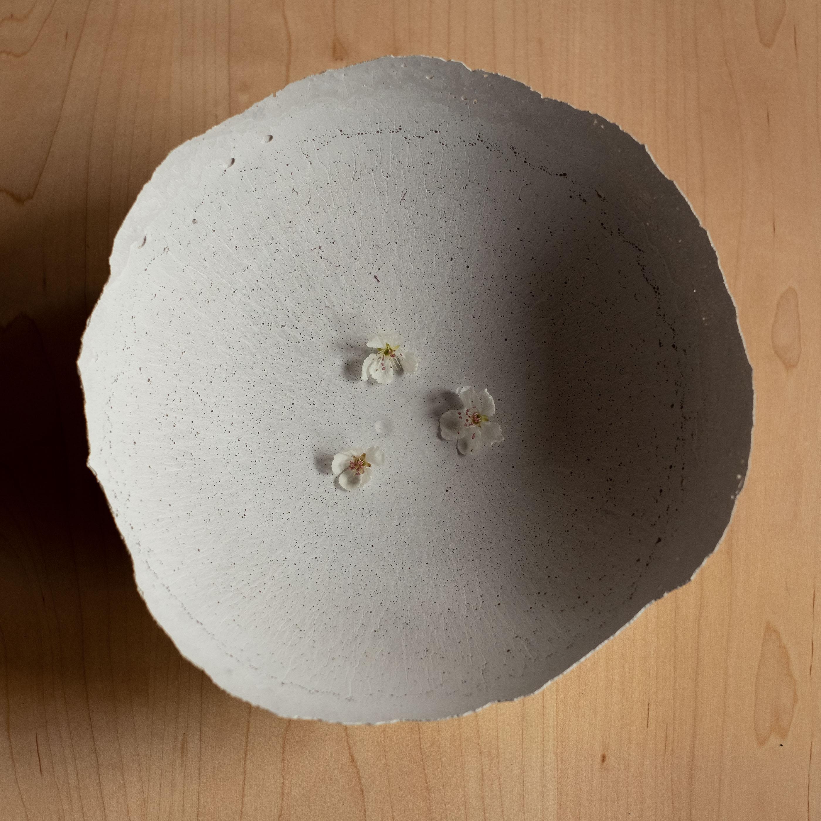 American Handmade Cast Concrete Bowl in Grey by UME Studio For Sale