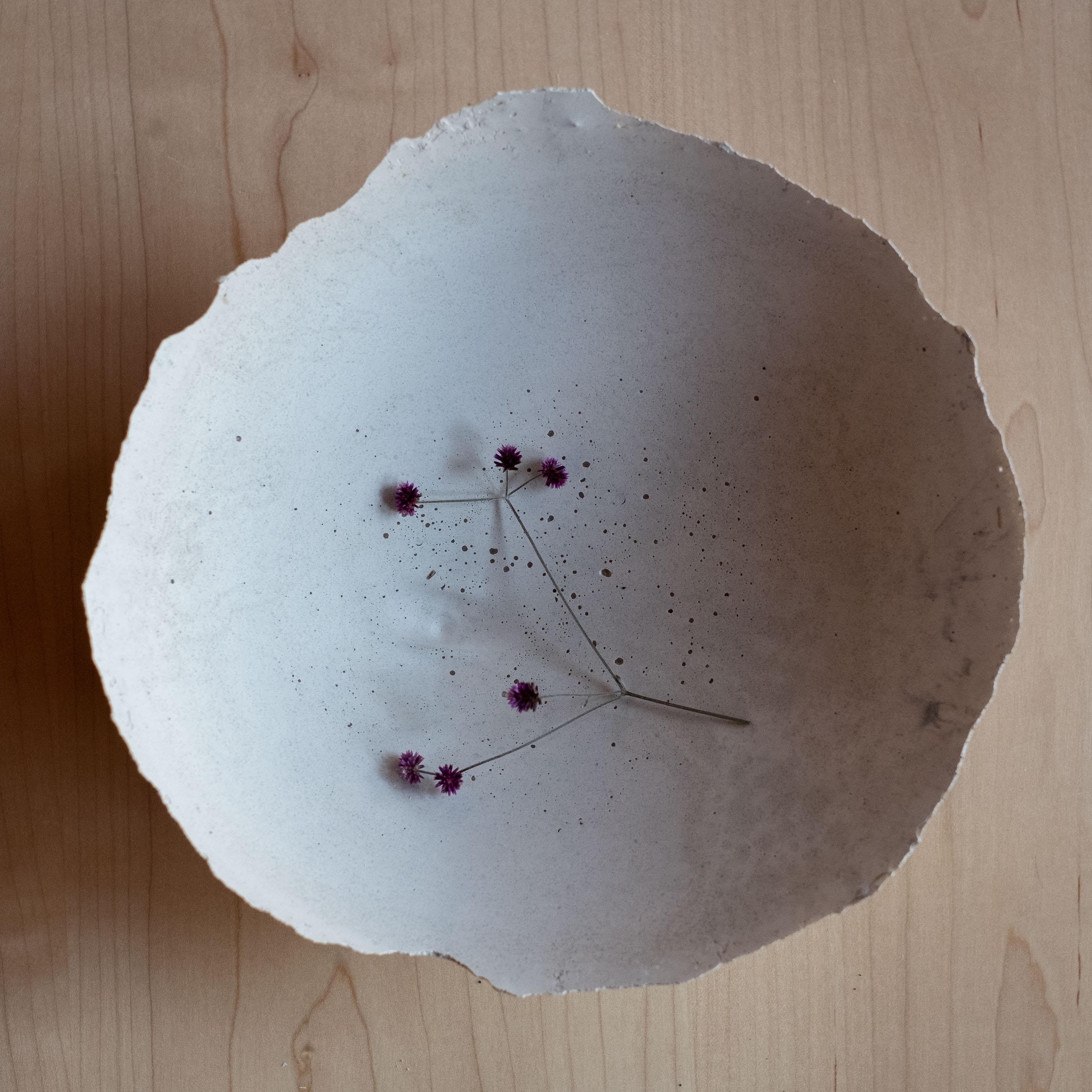 American Handmade Cast Concrete Bowl in Grey by UME Studio For Sale