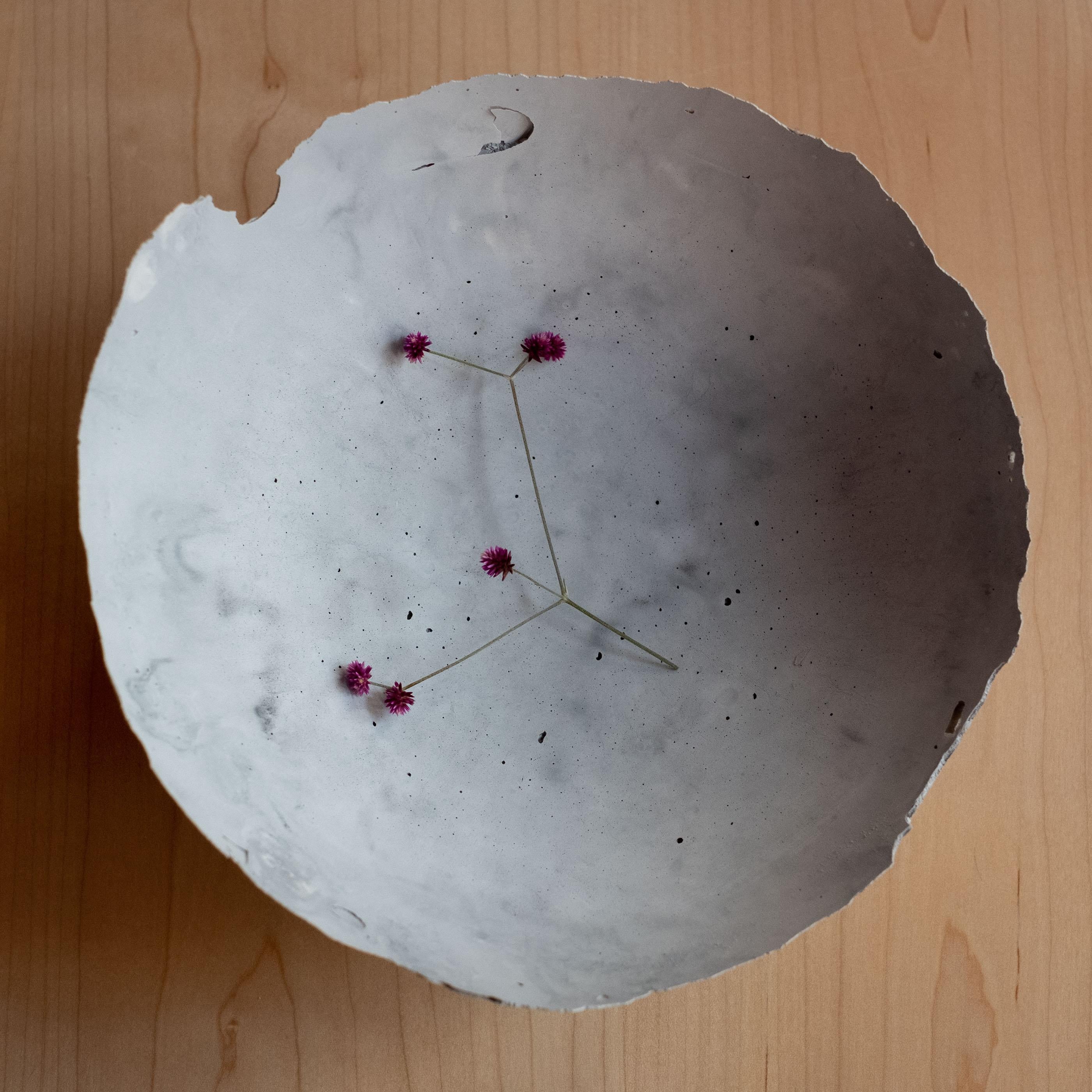 American Handmade Cast Concrete Bowl in Grey by UME Studio For Sale