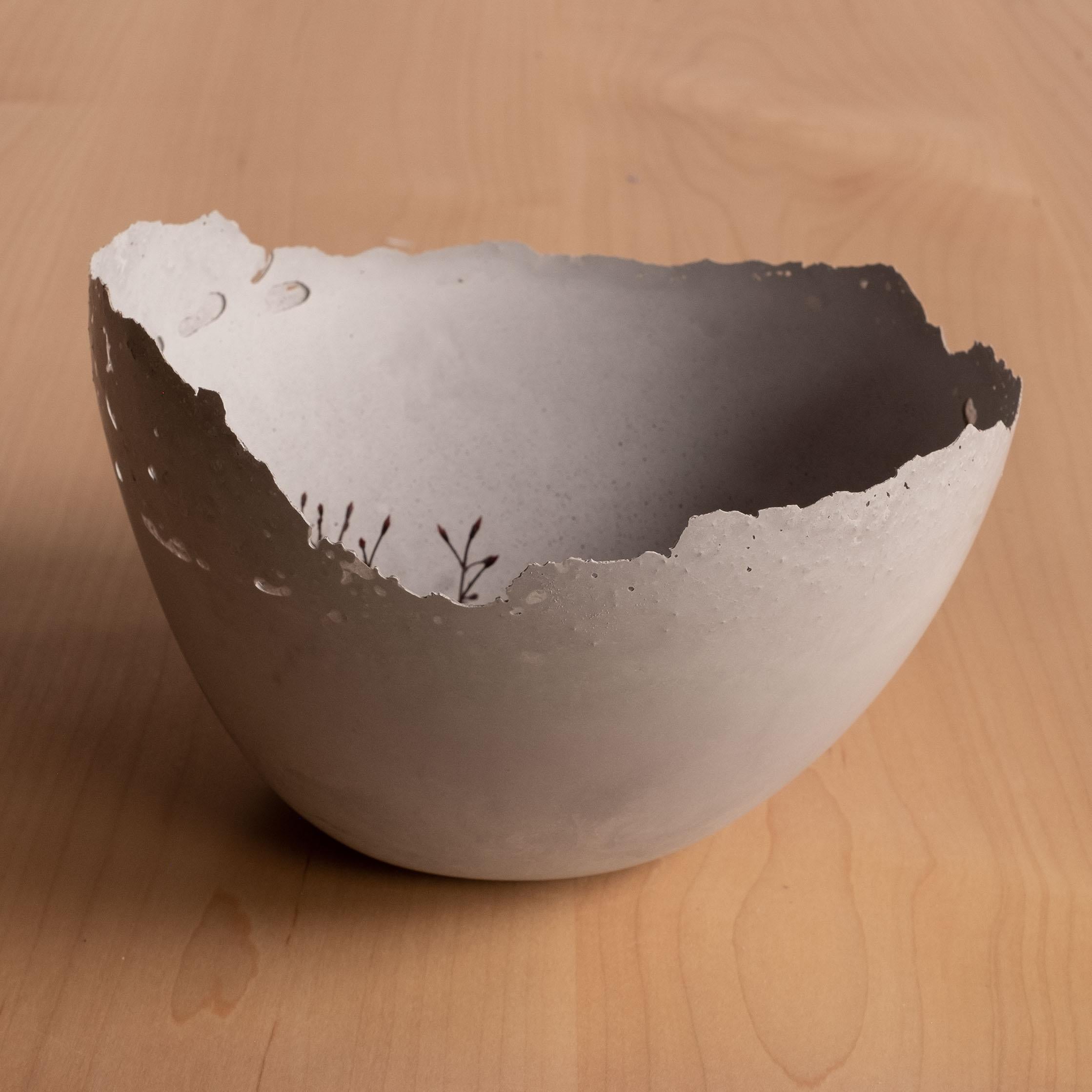 American Handmade Cast Concrete Bowl in Grey by UME Studio For Sale