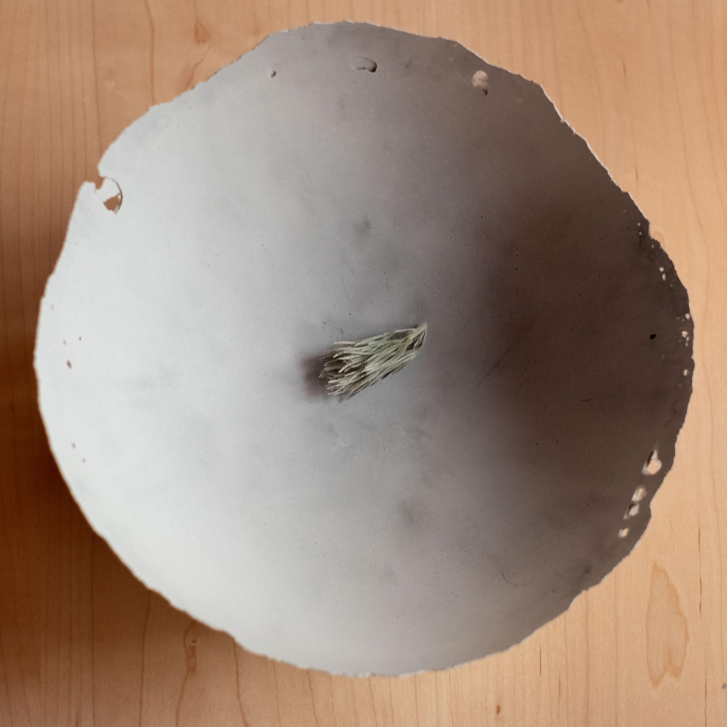 American Handmade Cast Concrete Bowl in Grey by UME Studio For Sale