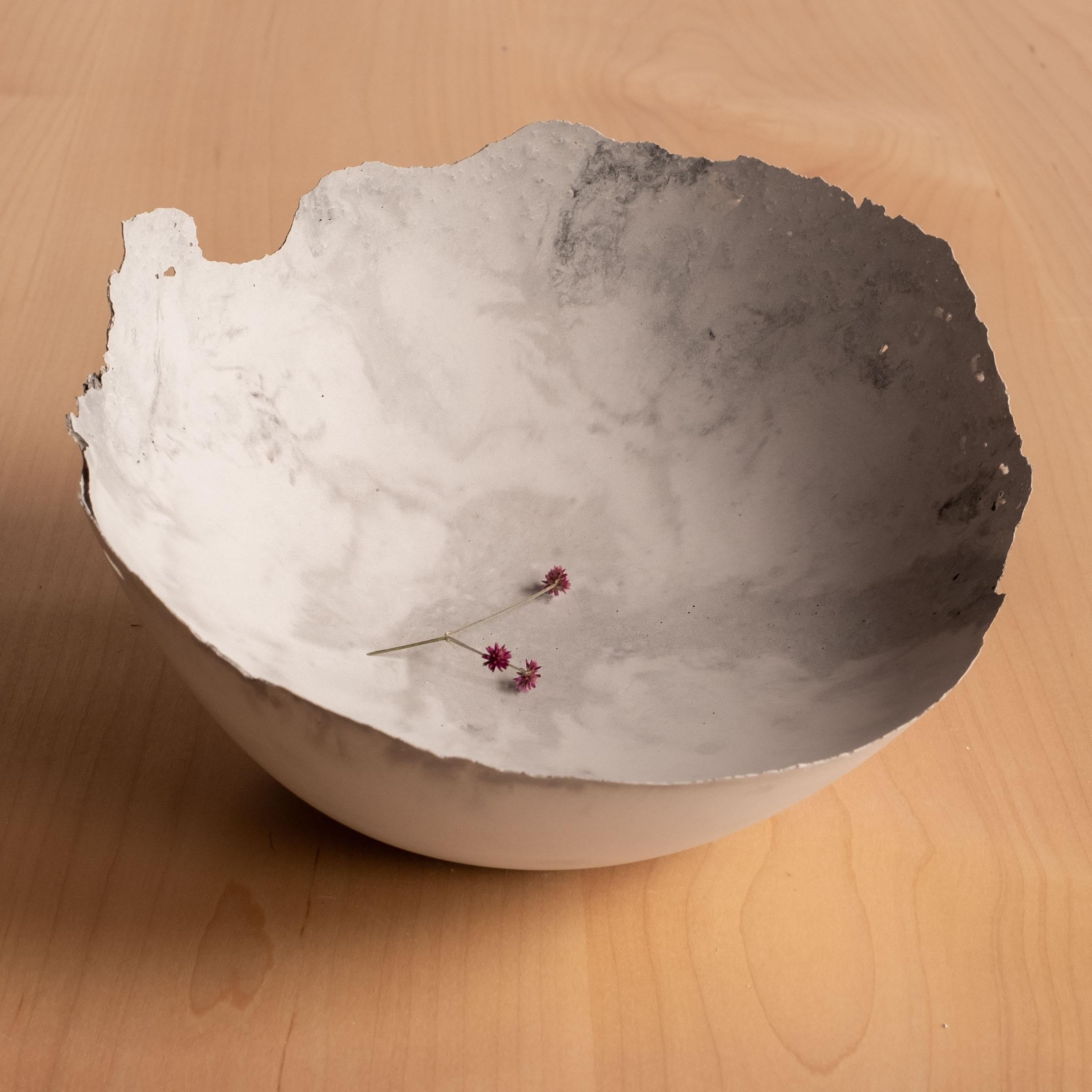 American Handmade Cast Concrete Bowl in Grey by UME Studio For Sale