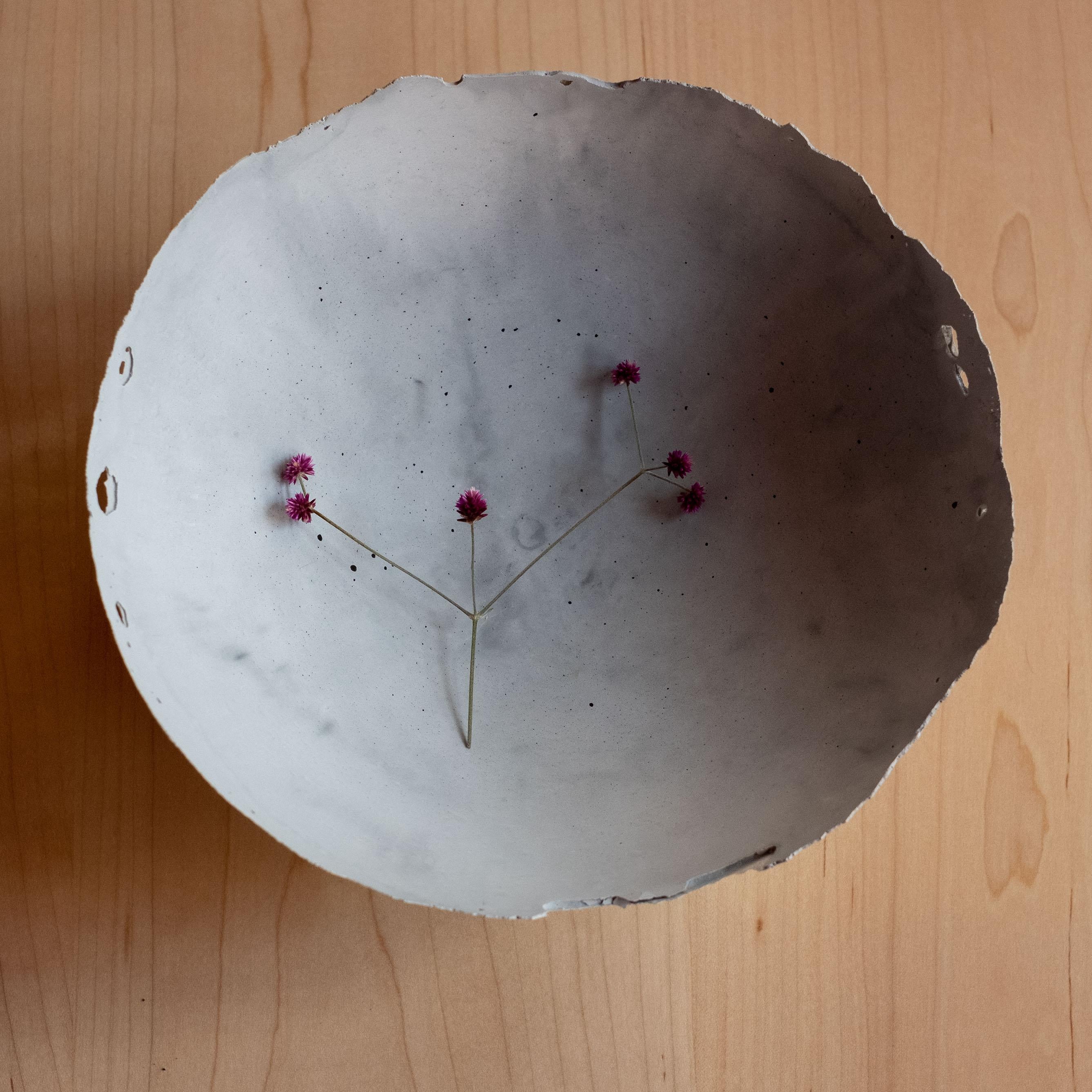 American Handmade Cast Concrete Bowl in Grey by UME Studio For Sale