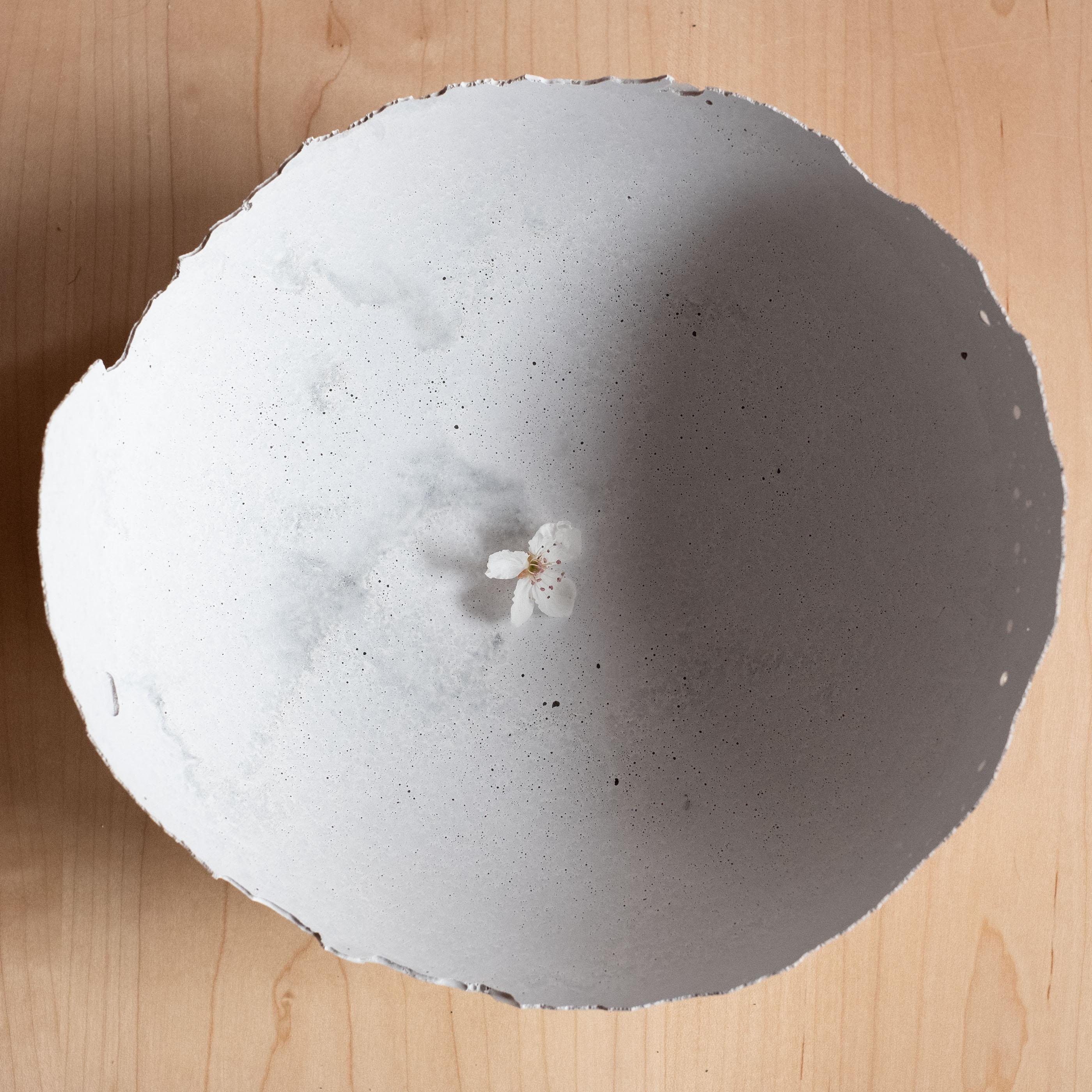 American Handmade Cast Concrete Bowl in Grey by UME Studio For Sale