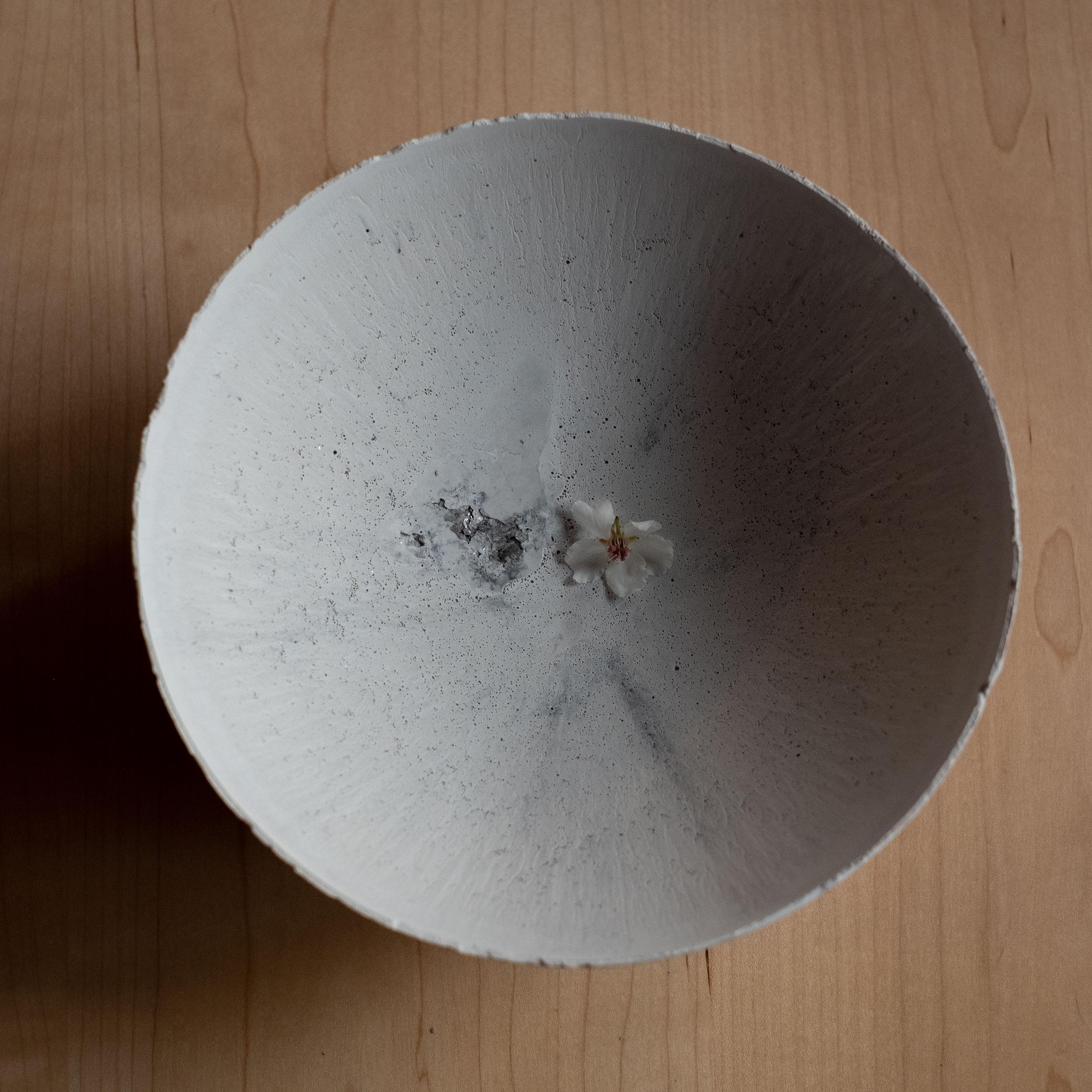 American Handmade Cast Concrete Bowl in Grey by UME Studio For Sale