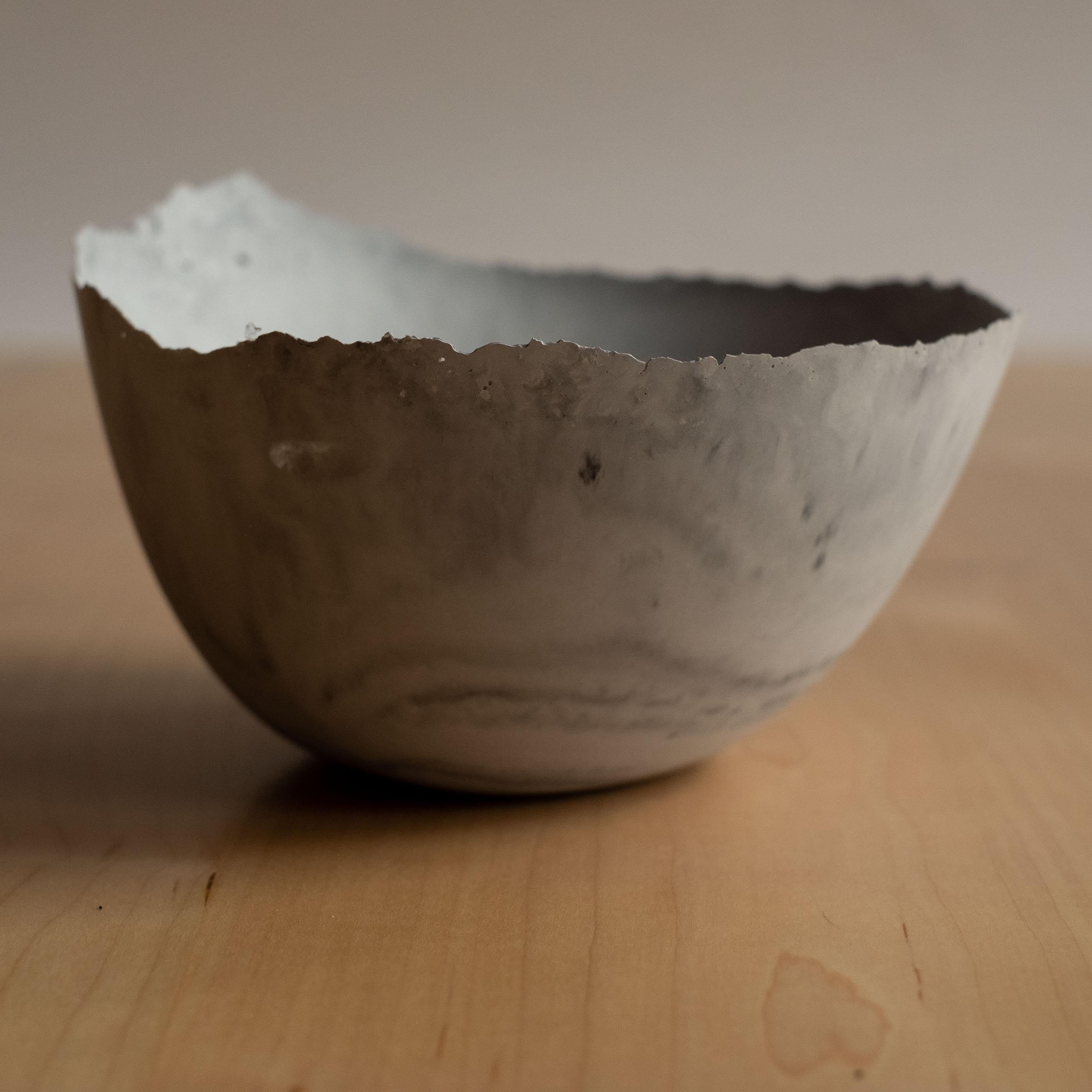 American Handmade Cast Concrete Bowl in Grey by UME Studio For Sale
