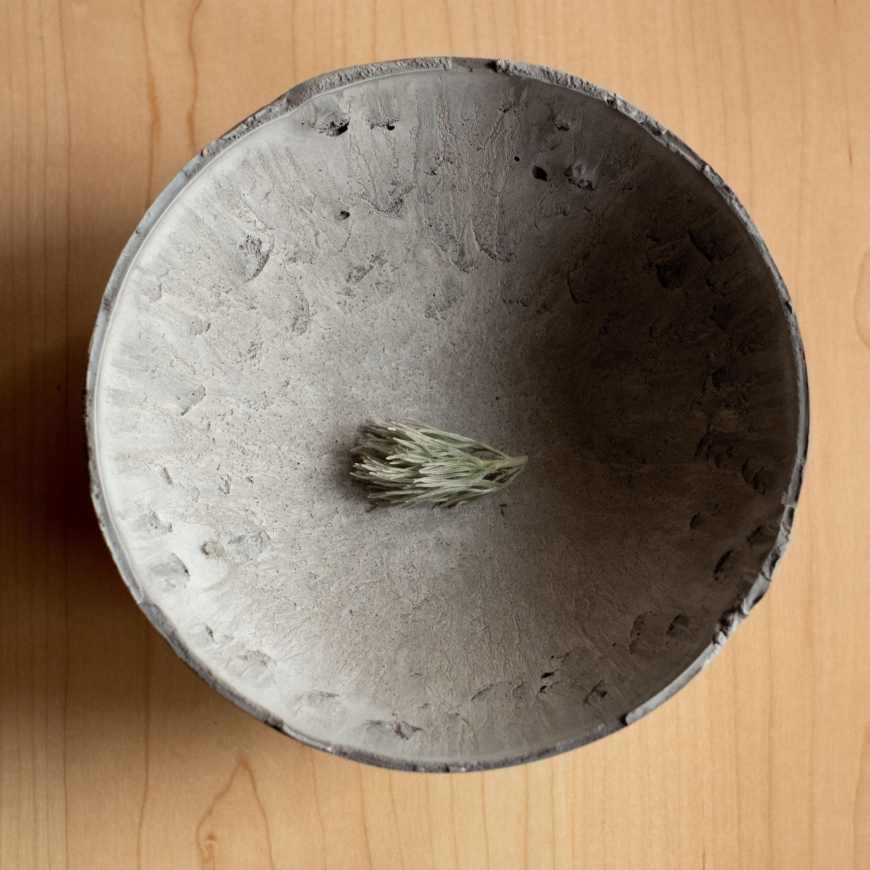 American Handmade Cast Concrete Bowl in Grey by UME Studio For Sale