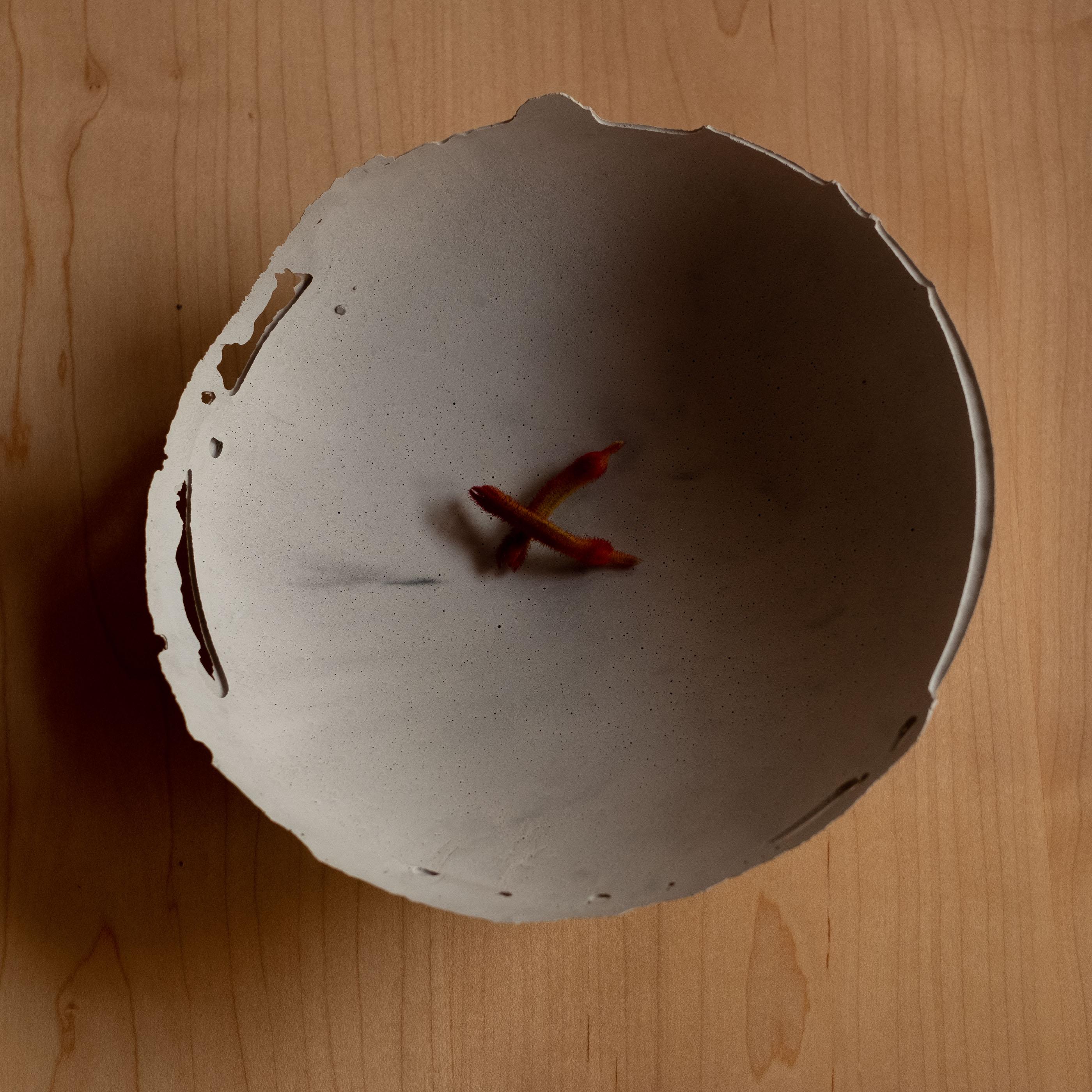 American Handmade Cast Concrete Bowl in Grey by UME Studio For Sale