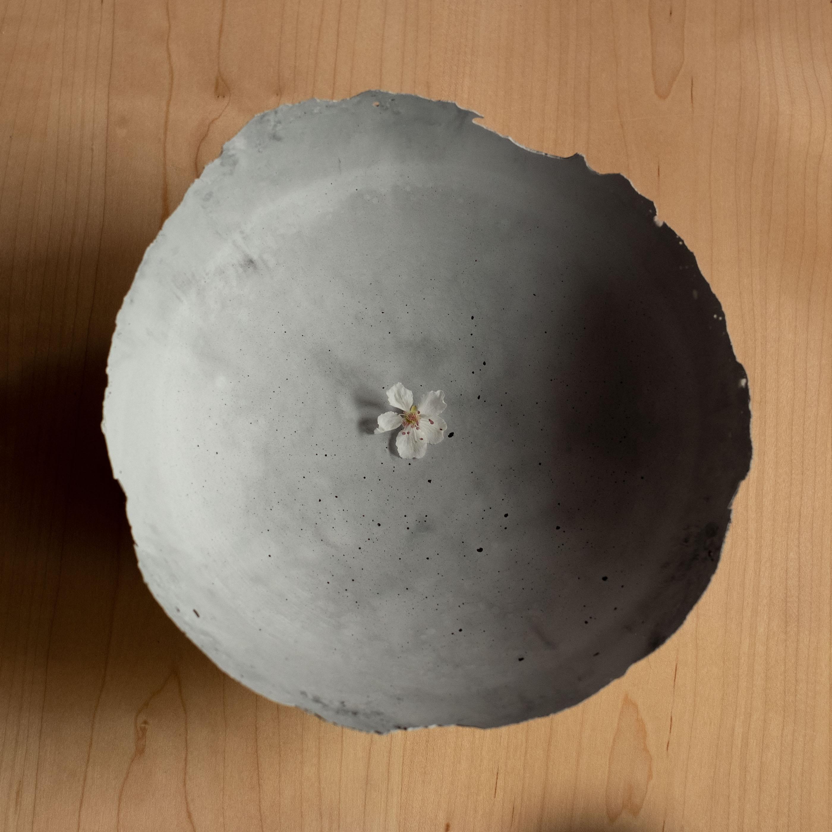 American Handmade Cast Concrete Bowl in Grey by UME Studio For Sale