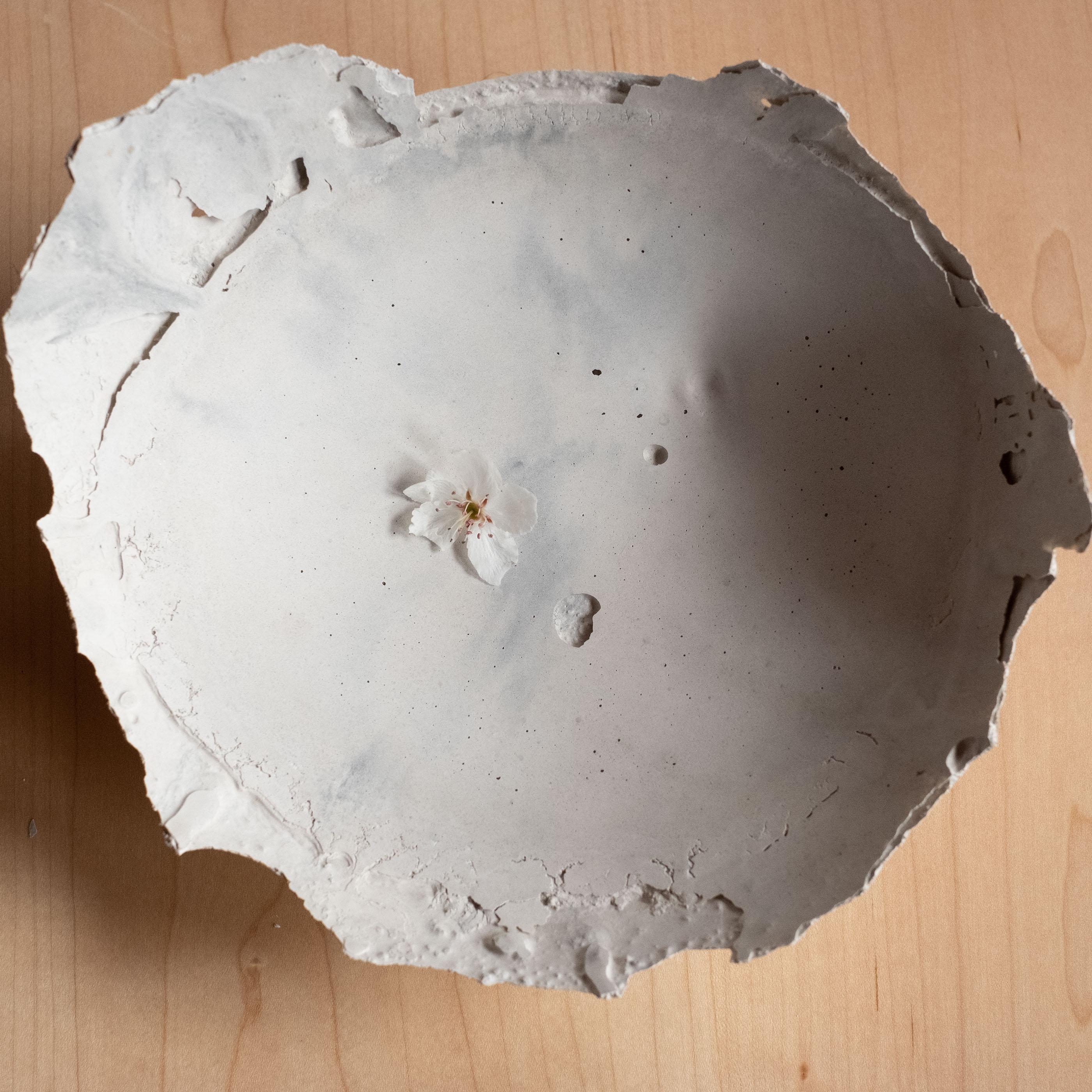 American Handmade Cast Concrete Bowl in Grey by UME Studio For Sale