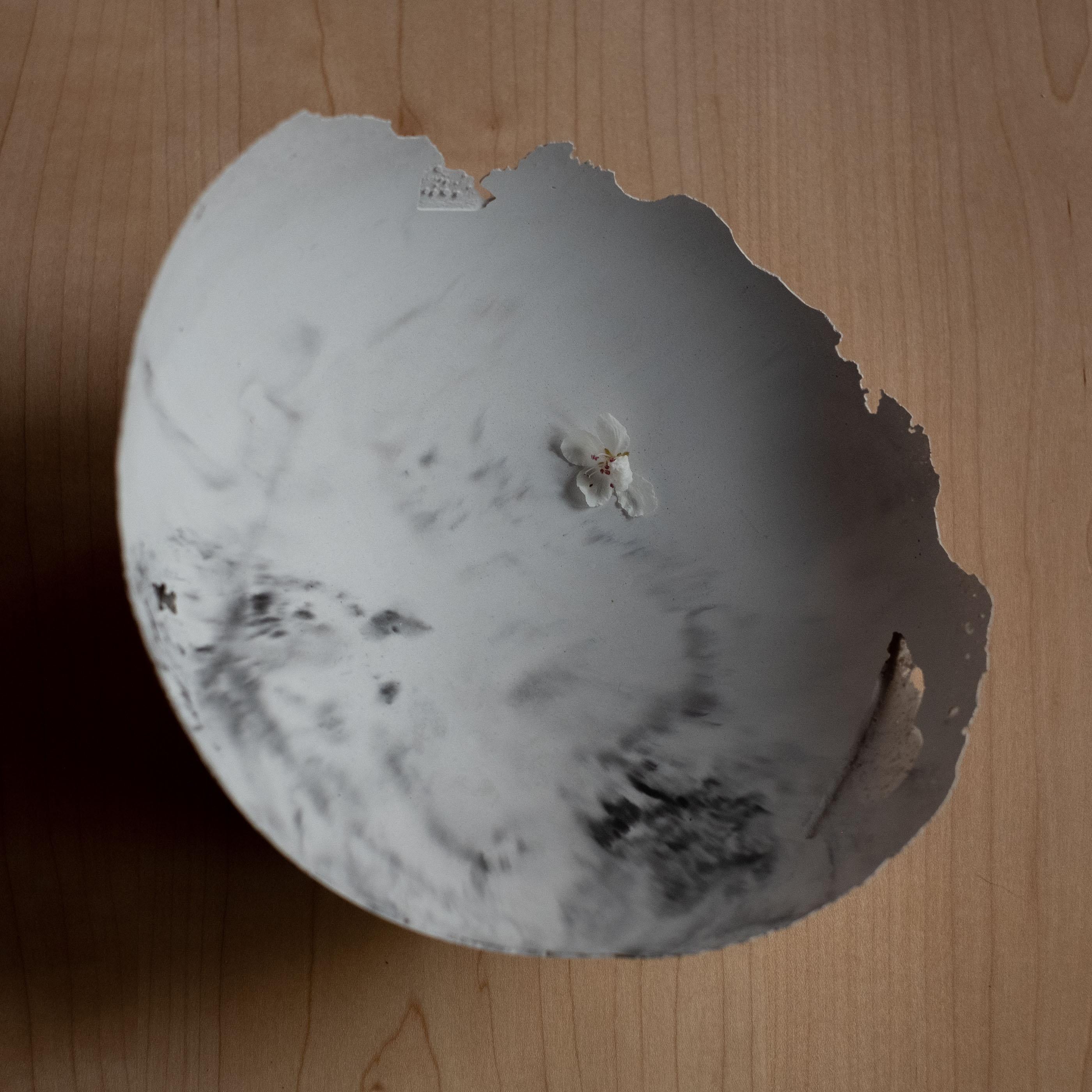 American Handmade Cast Concrete Bowl in Grey by UME Studio For Sale