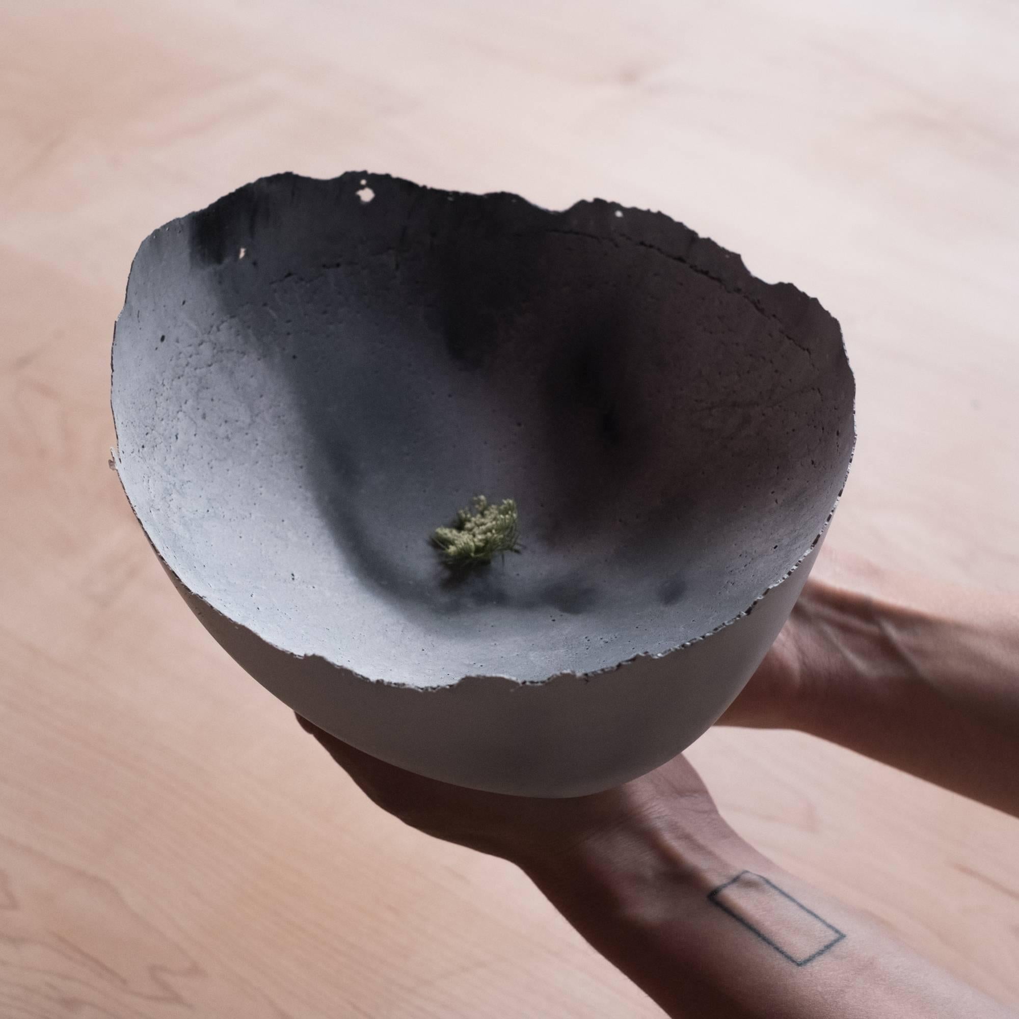 Handmade Cast Concrete Bowl in Grey by UMÉ Studio In New Condition In Oakland, CA