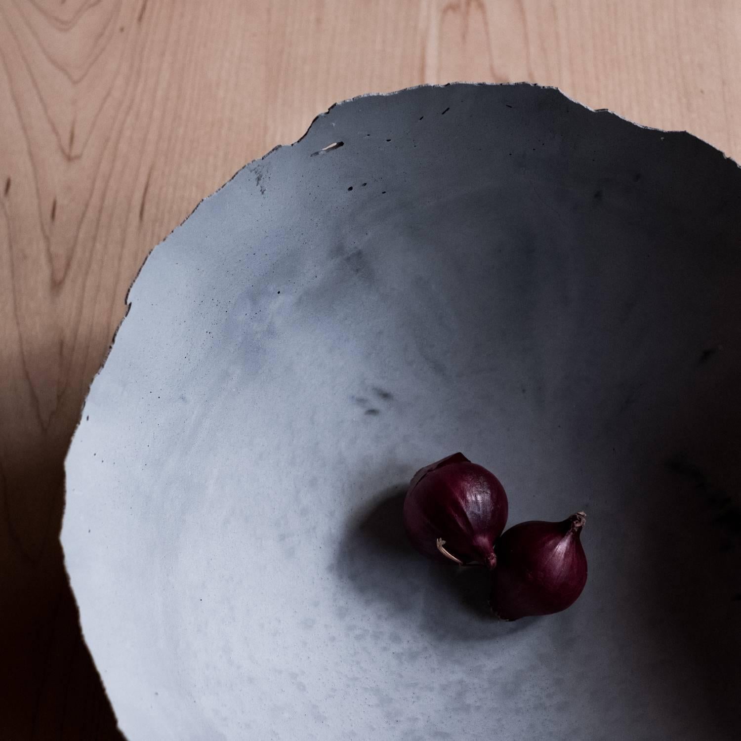 Handmade Cast Concrete Bowl in Grey by UMÉ Studio In New Condition For Sale In Oakland, CA