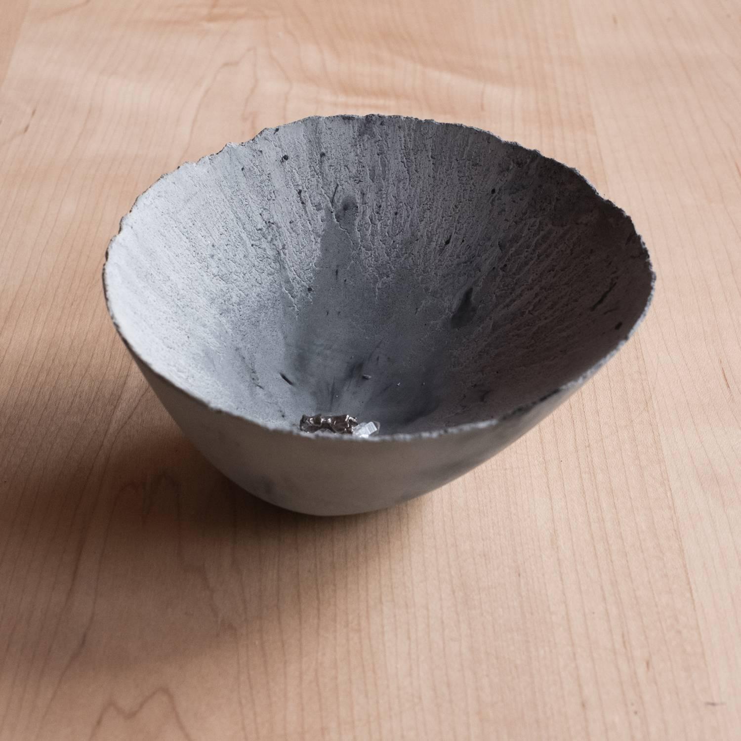 Handmade Cast Concrete Bowl in Grey by UMÉ Studio In New Condition For Sale In Oakland, CA