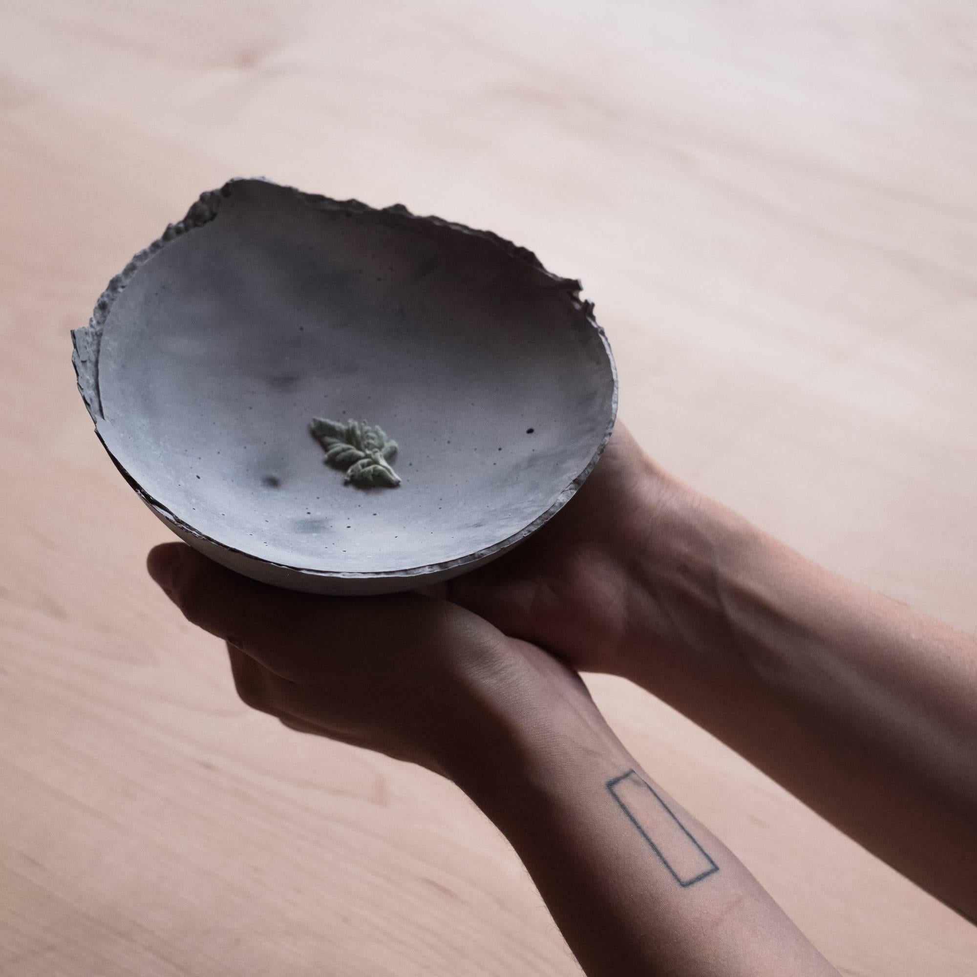 Handmade Cast Concrete Bowl in Grey by UMÉ Studio In New Condition In Oakland, CA