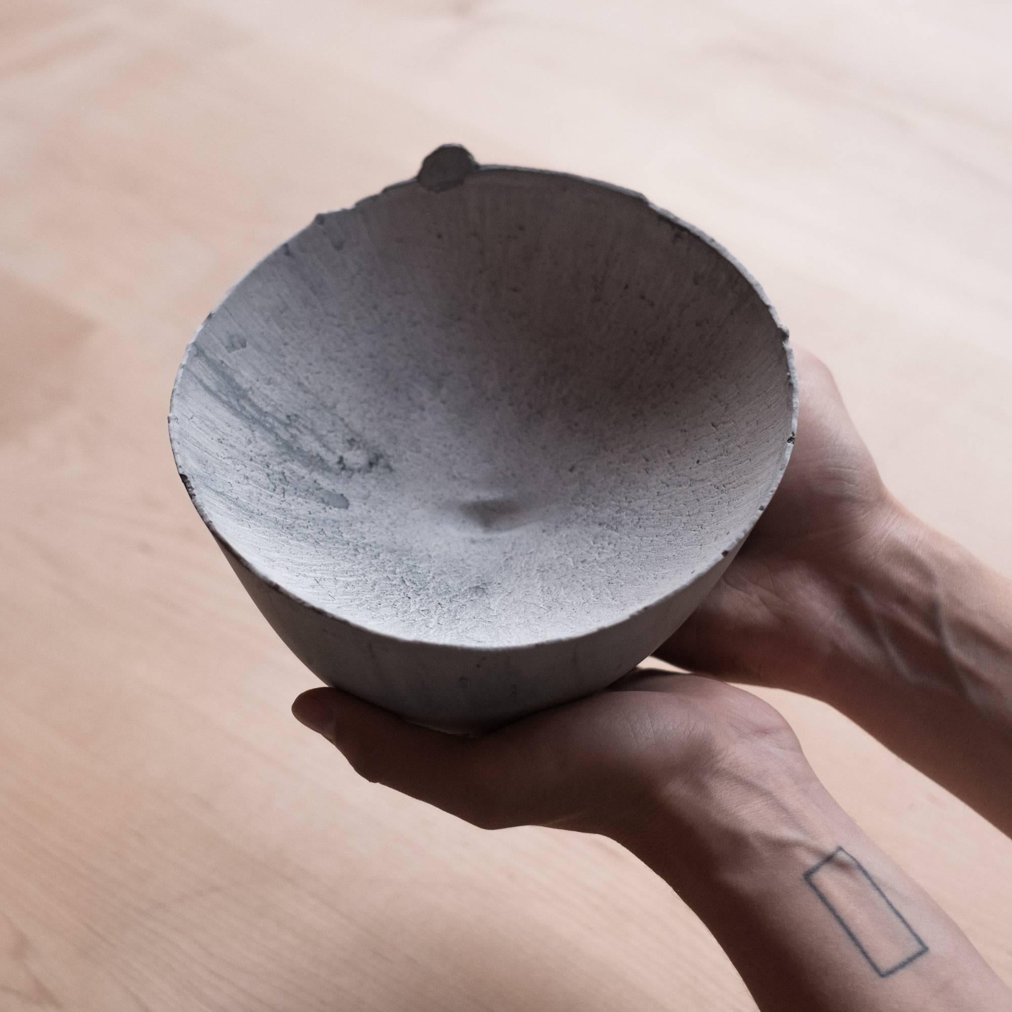 Handmade Cast Concrete Bowl in Grey by UMÉ Studio In New Condition For Sale In Oakland, CA